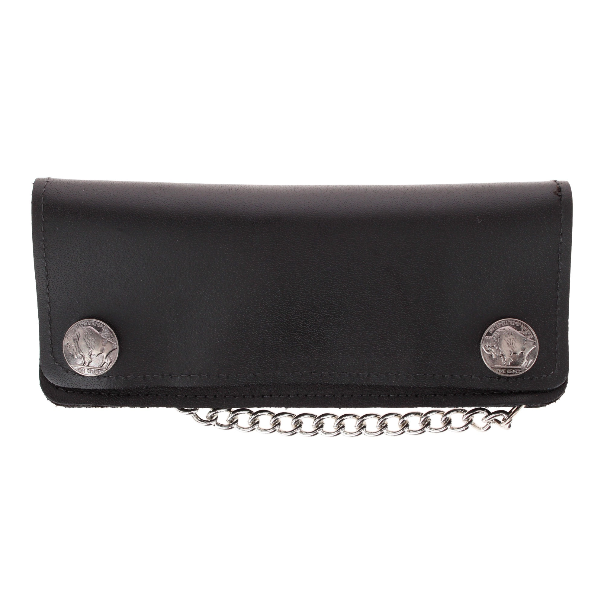 CTM Men's  Leather Chain Wallet Buffalo Nickel Snaps