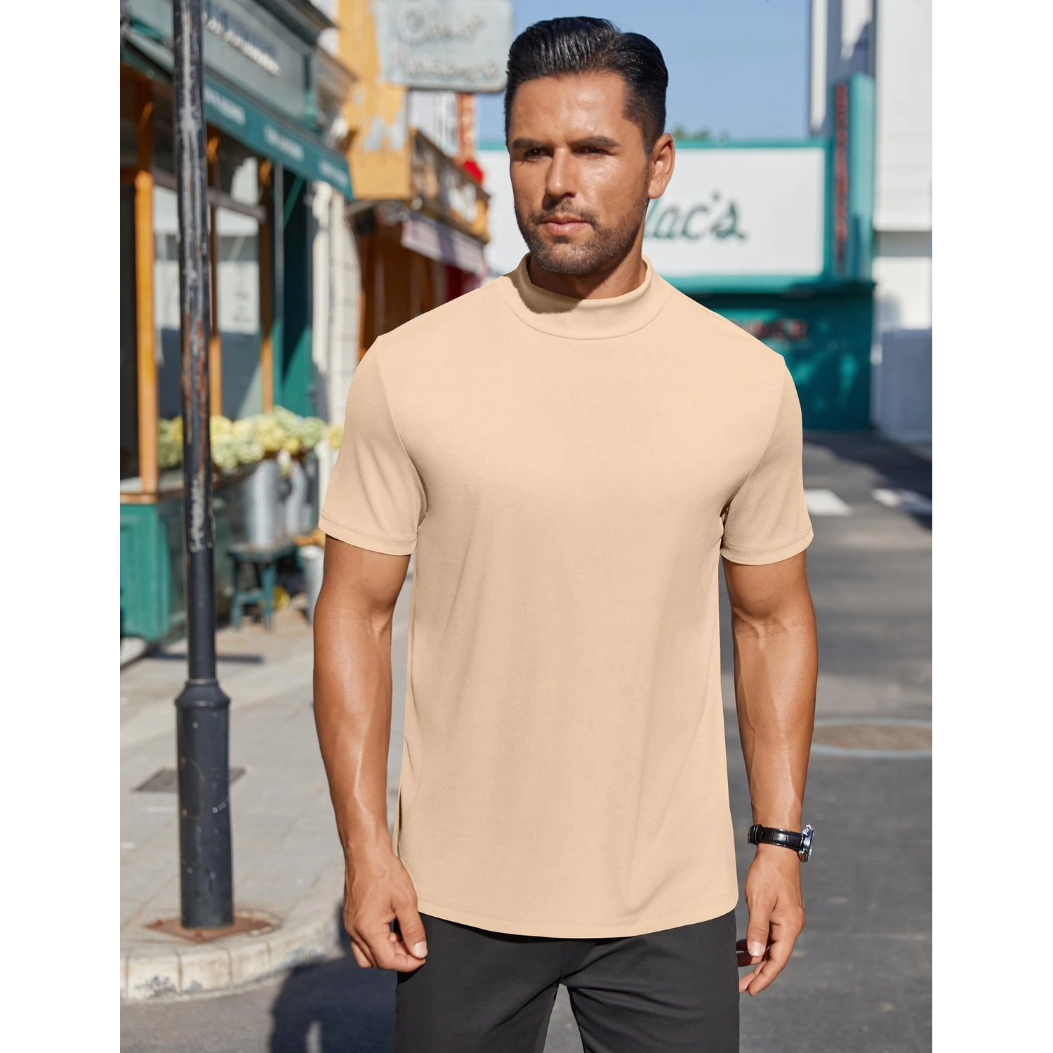 COOFANDY Mens Long Sleeve Polo Shirt Classic Collar Contrast Placket Casual Tops