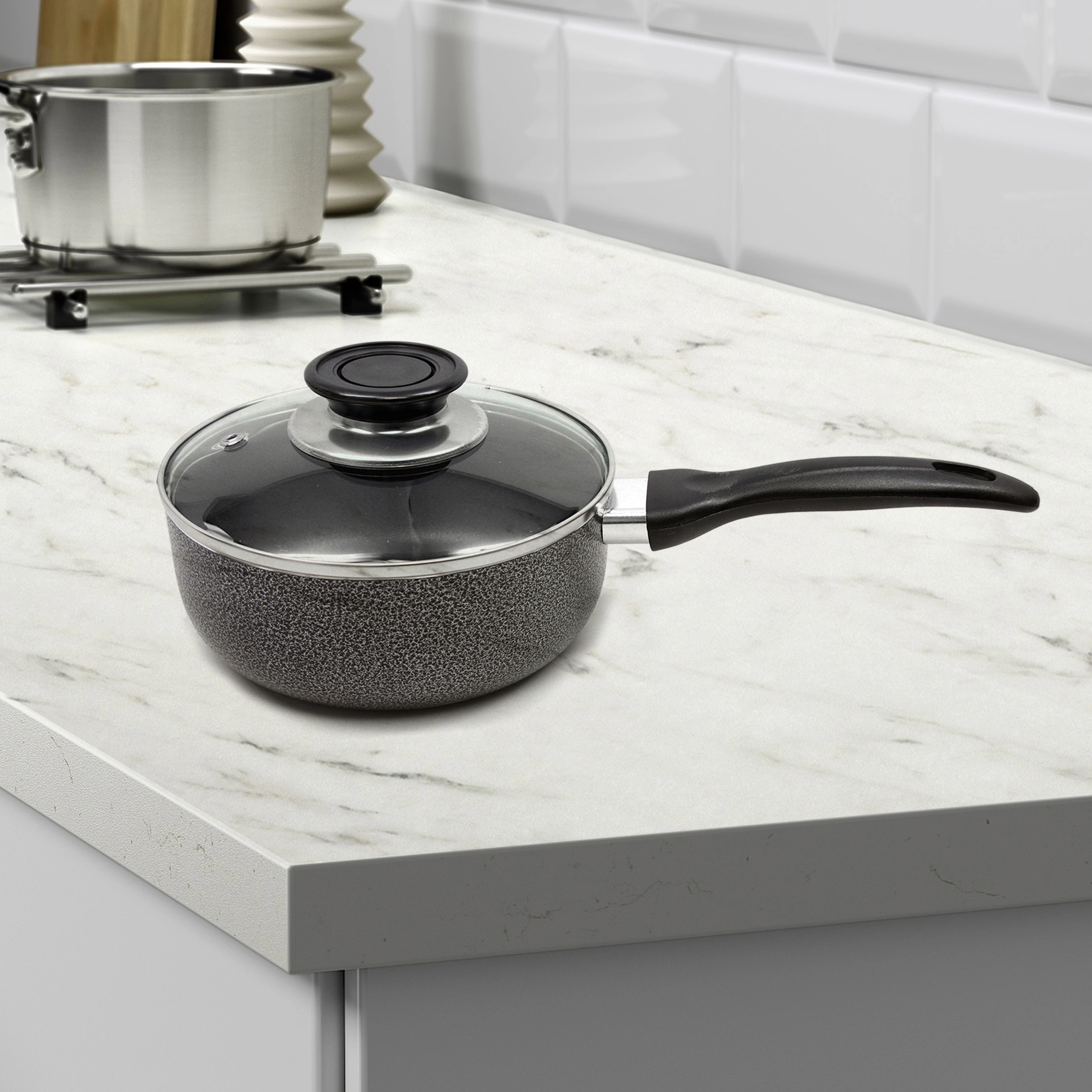 Brentwood Saucepan Aluminum Non-Stick 2 Qt-Gray