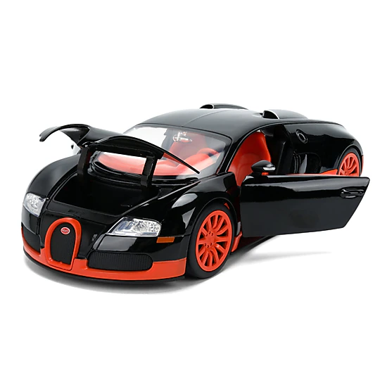 Jada Collectible 2011 Bugatti Veyron Black With Orange Accents And Interior "Hyper-Spec" Series 1/24 Diecast Model