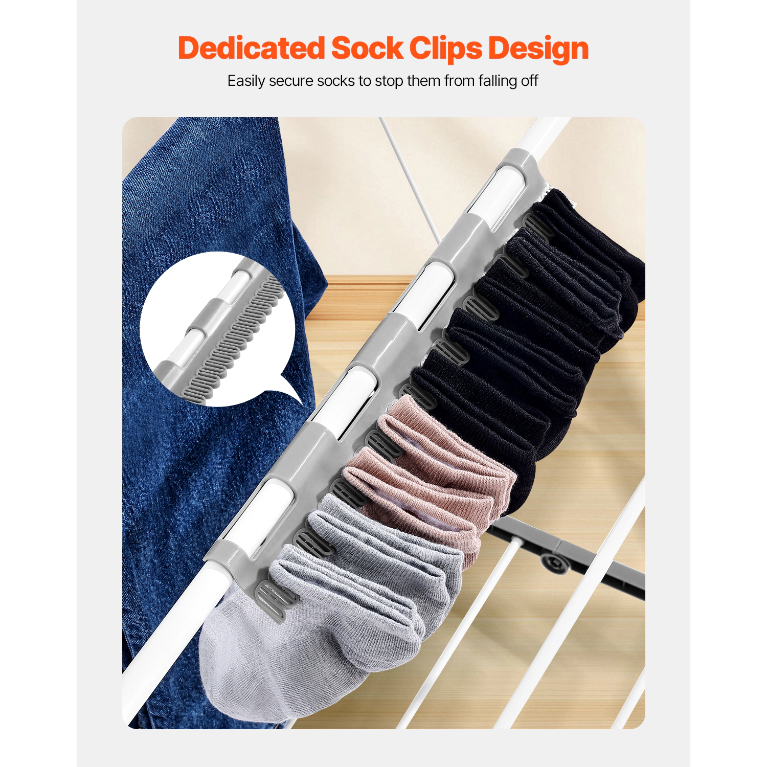 HONGGE 2-Tier Foldable Clothes Drying Rack with Sock Clips & Rods