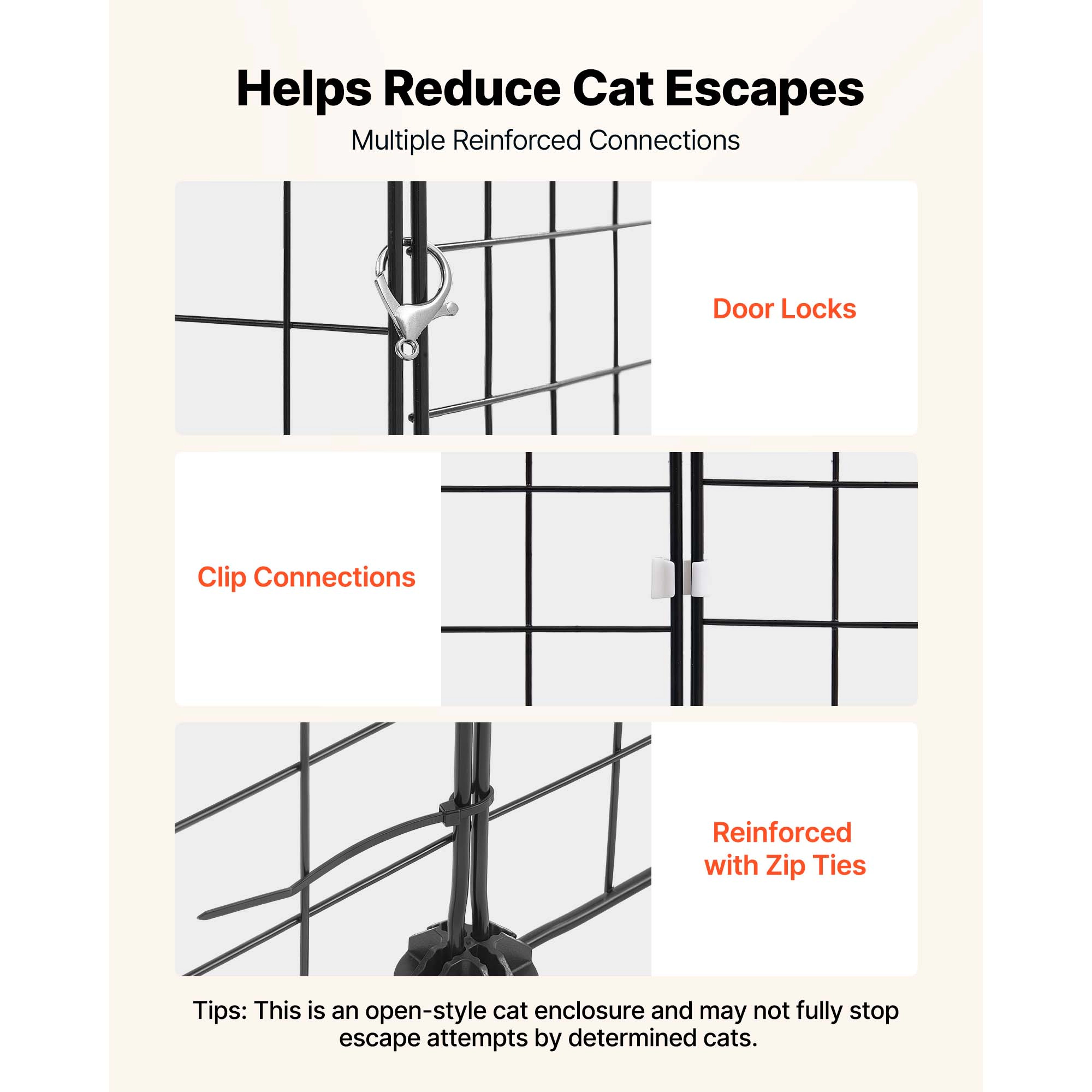 HONGGE Cat Cage DIY Cat Playpen Indoor Enclosure Detachable Metal Wire Kennel Crate with Large Exercise Place Ideal for