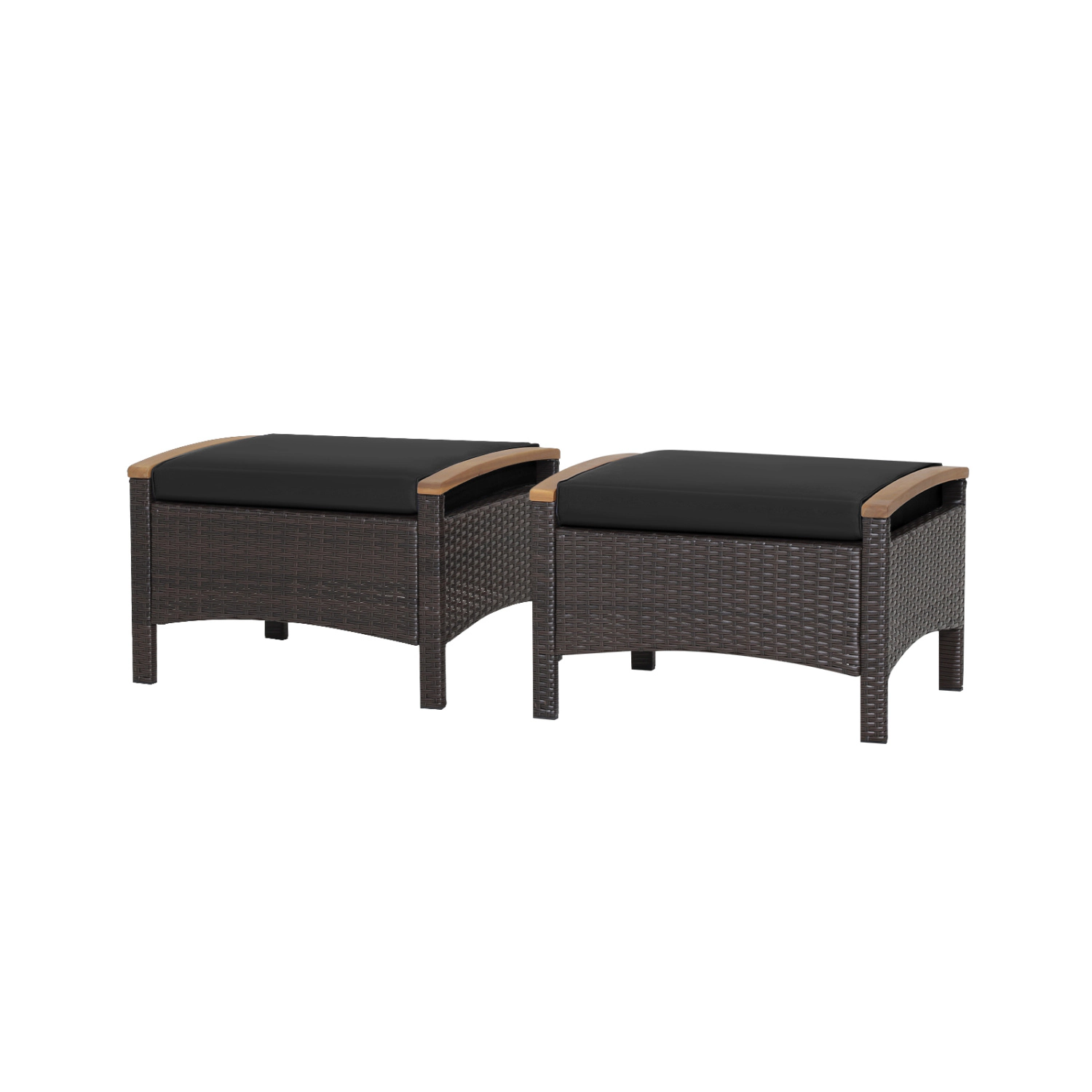 LJG Set of 2 Fade-Resistant Wicker Patio Ottoman