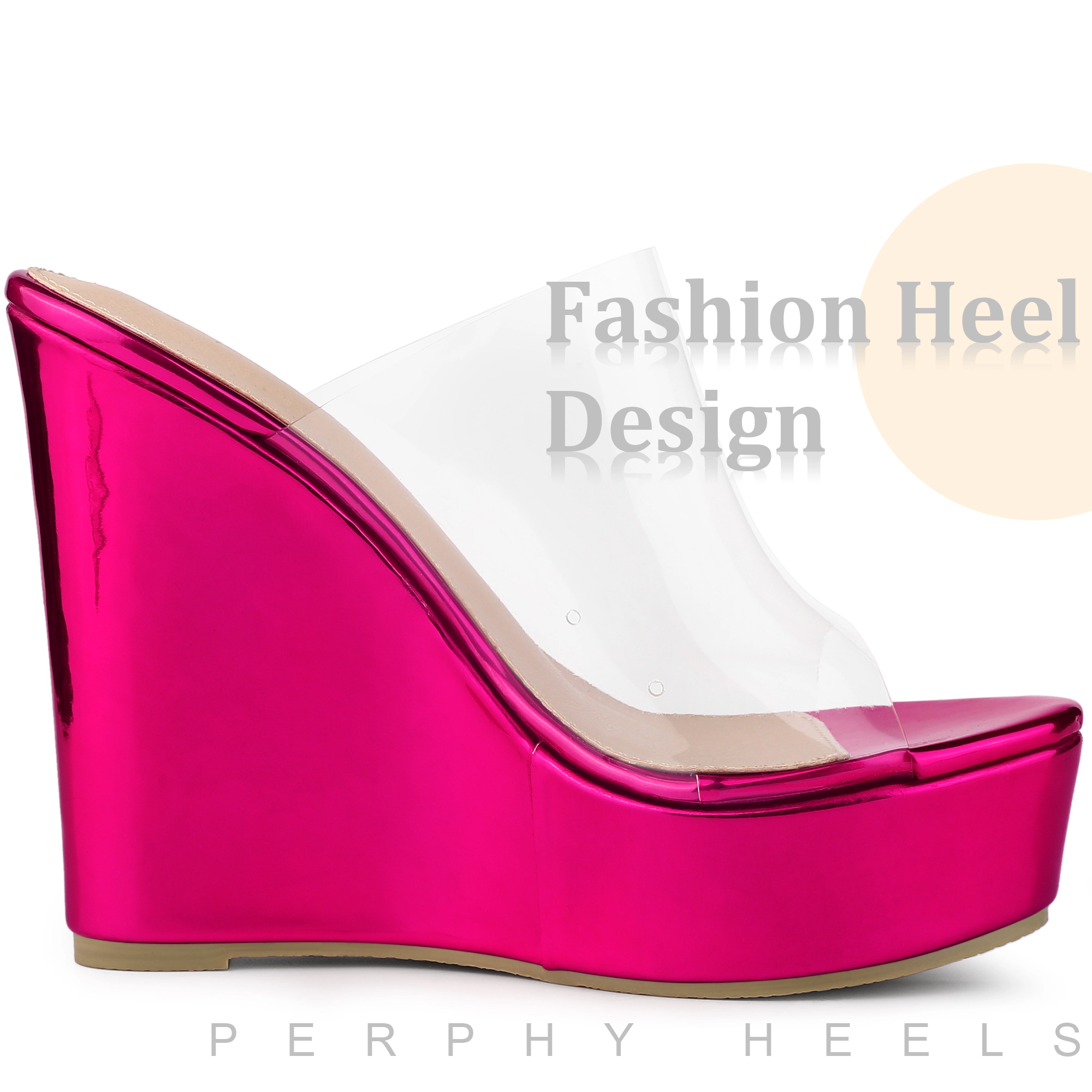 BLISSFUL STEP Women's Platform Heel Clear Wedges Sandals