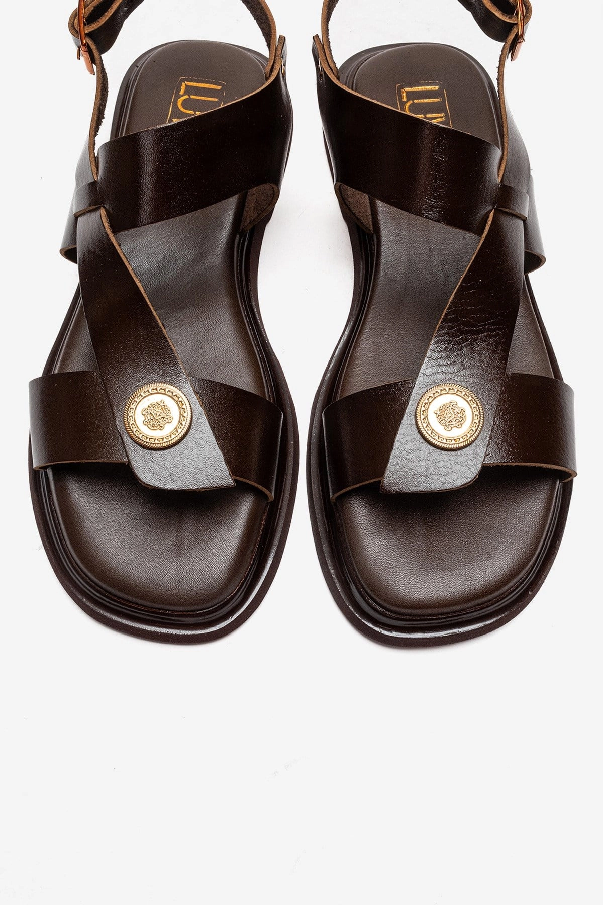 Forever & Always Womens Quella Leather Buckle Sandals