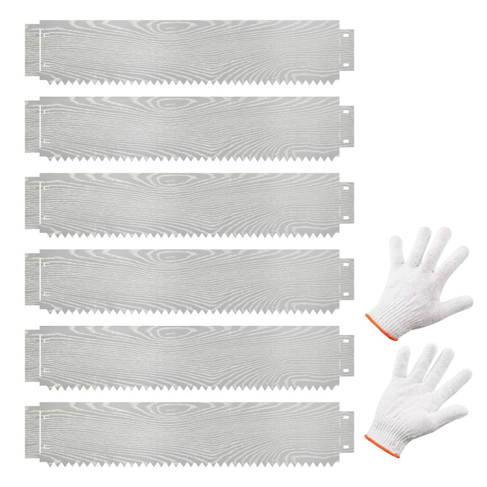 SUGIFT 6-Pack Silver Galvanized Metal Landscape Edging with Wood Grain Finish 43.5-in W 8.5-in H 20-ft Total