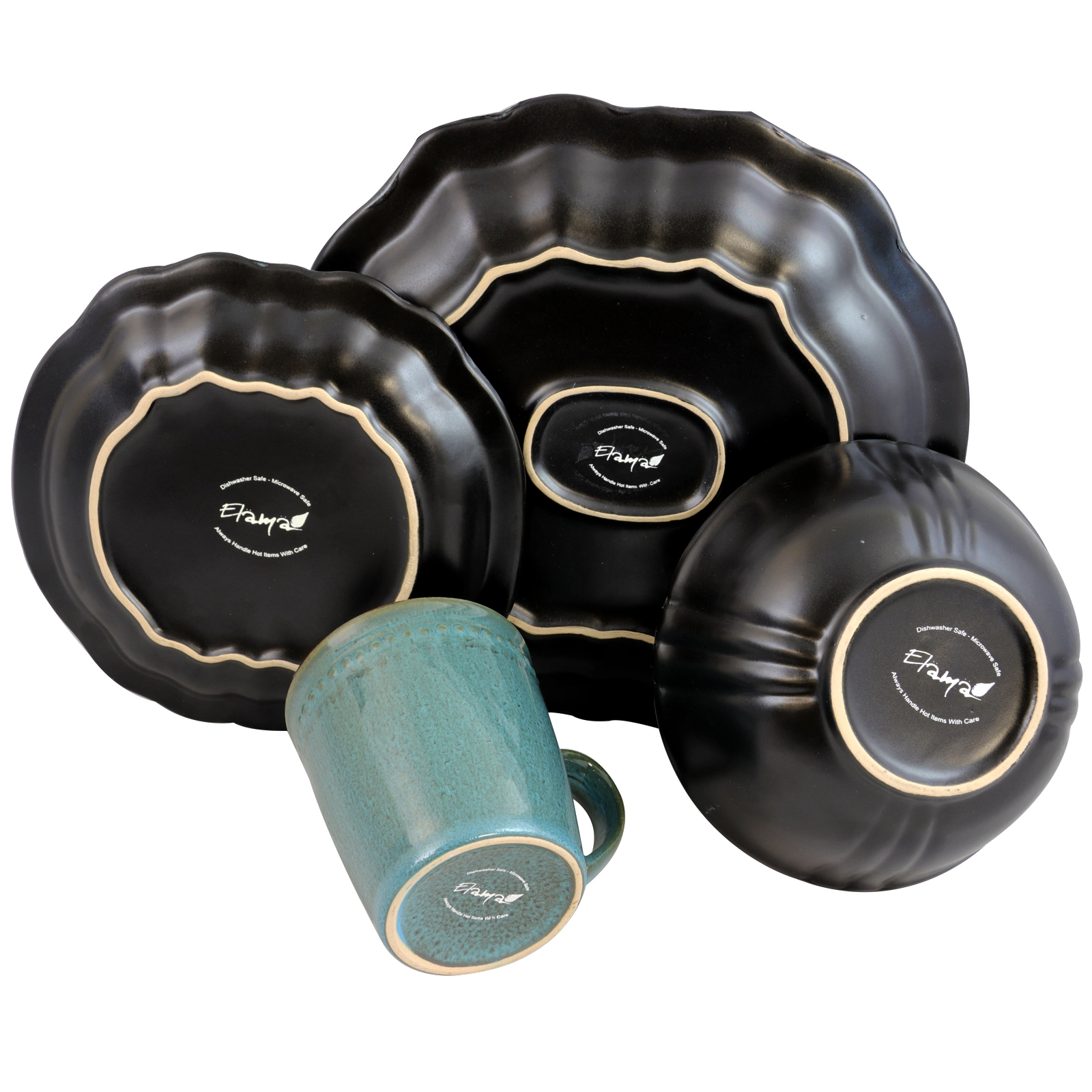 Elama’s Mystic Waves 16 Piece Dinnerware Set