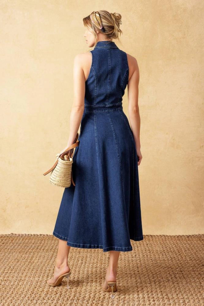 TRUEDAMES Women Cool Girl Denim Midi Dress
