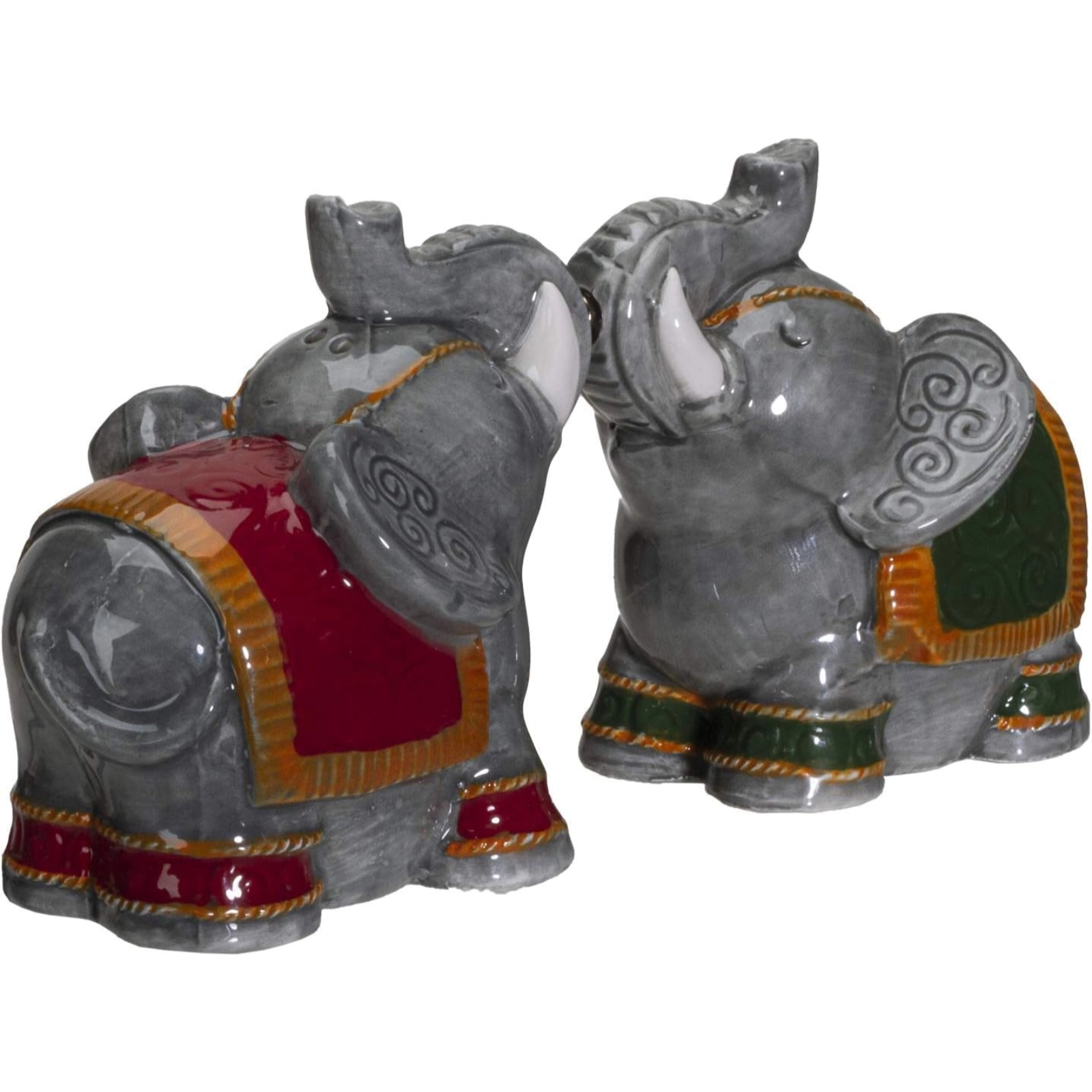 Pacific Giftware Raja Elephants Ceramic Magnetic Salt and Pepper Shakers Set