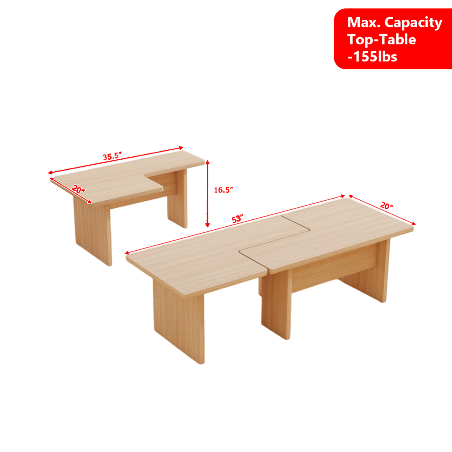 Hivvago Two-Piece Modular Coffee Table Set Designed for Small Areas