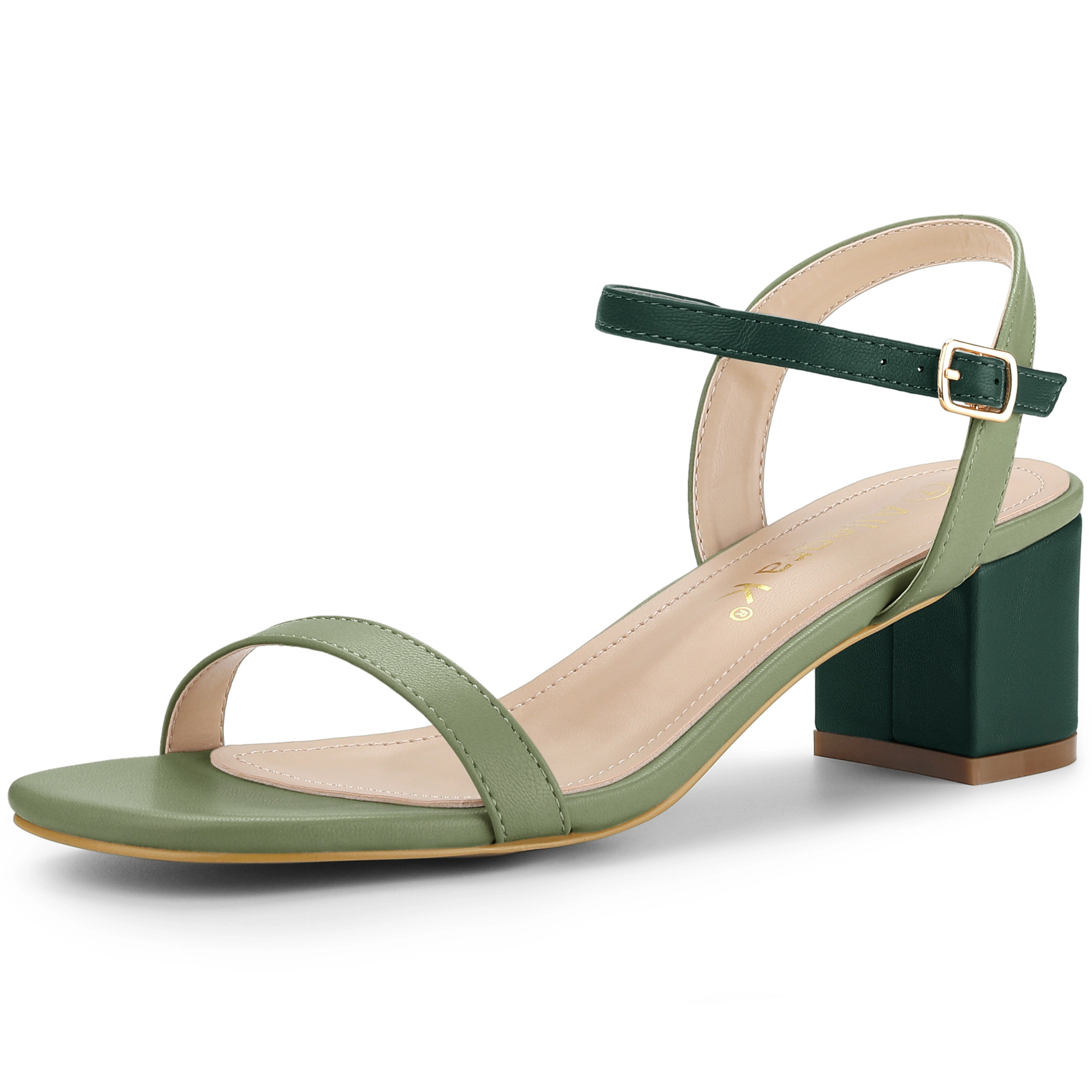 BLISSFUL STEP Women's Slingback Buckle Chunky Heel Sandals