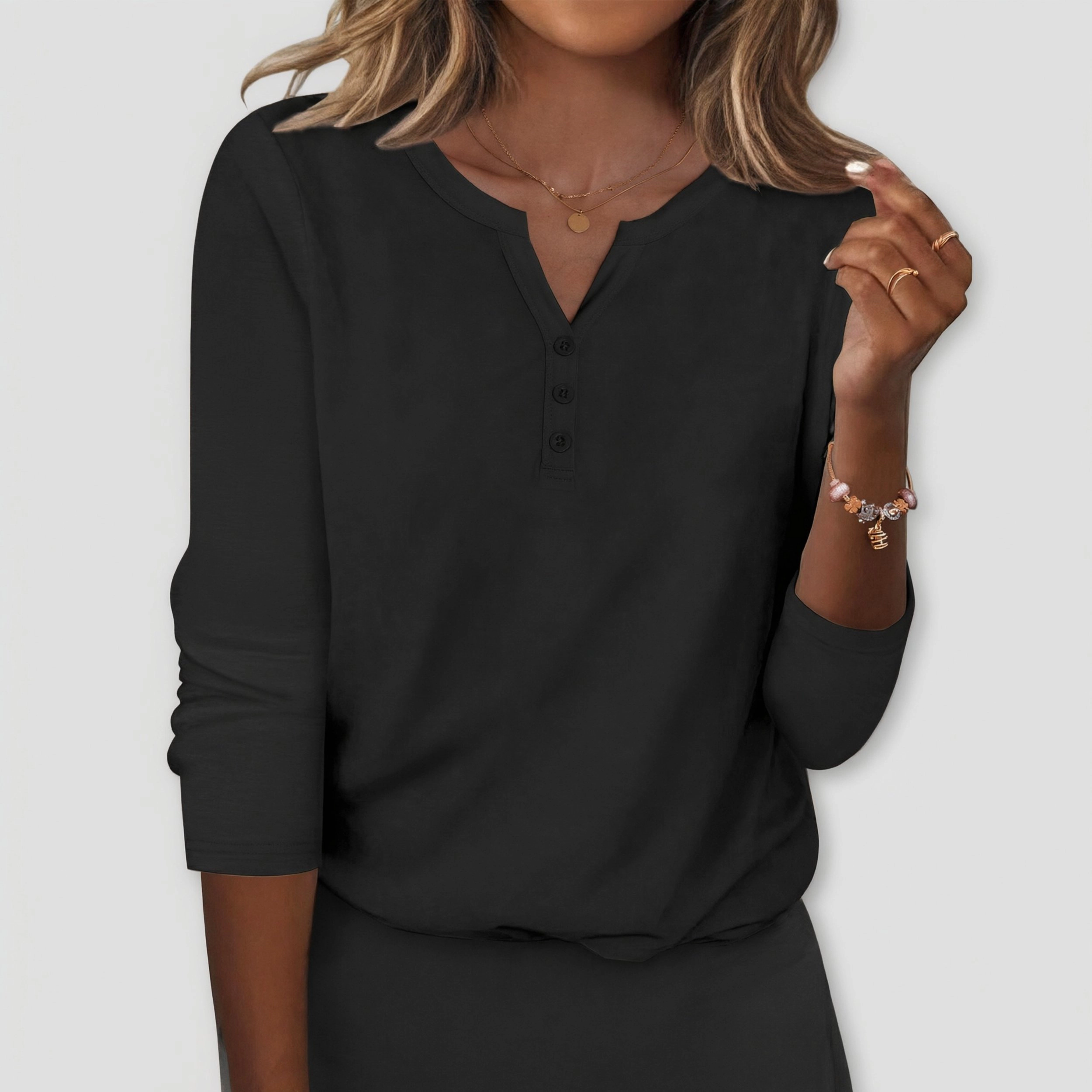 Zeagoo Women Henley V Neck Blouse