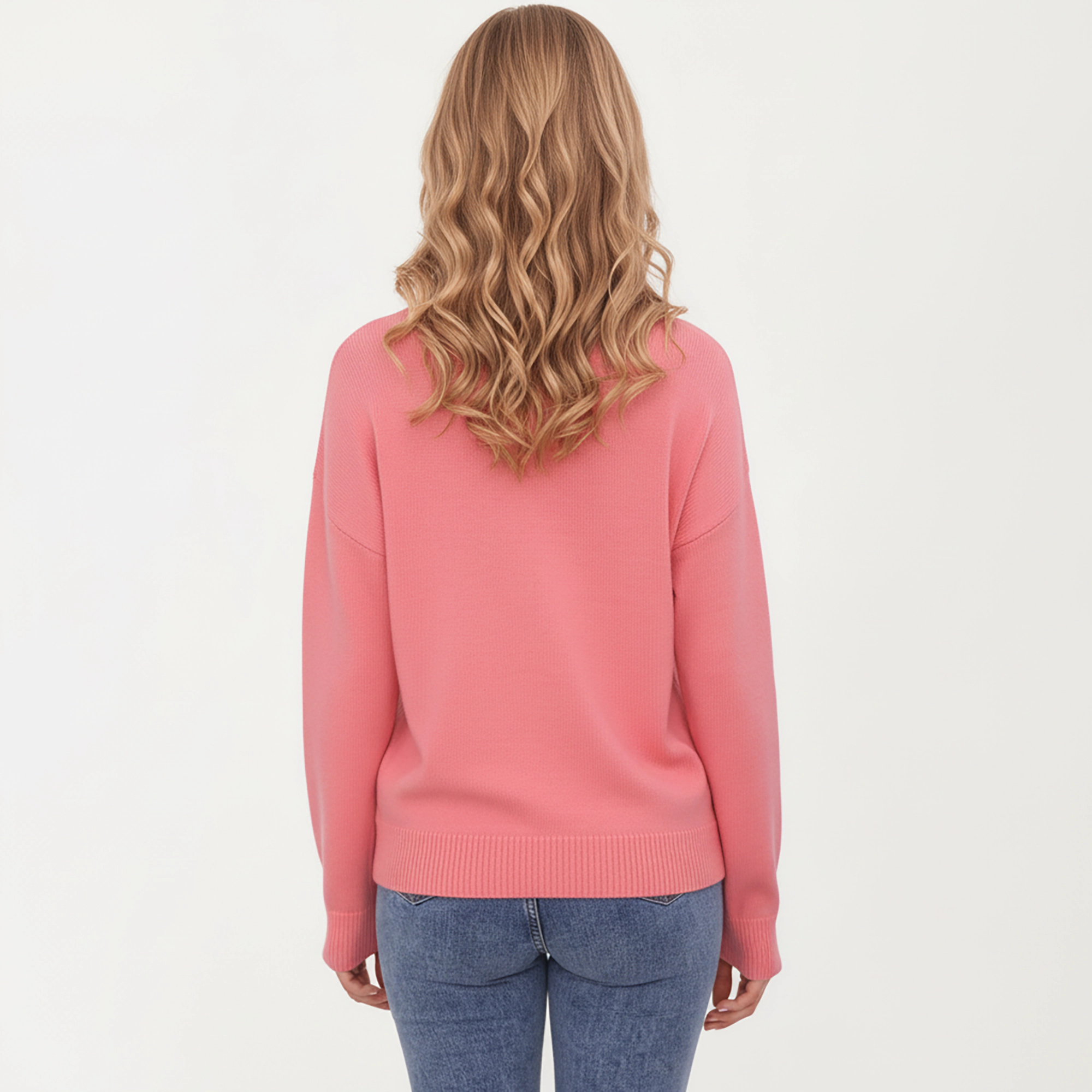 Anna-Kaci Women's Heart Bow Knit Sweater with Playful Graphic Design, Soft Crew Neck Fit and Cozy Long Sleeve Detailing