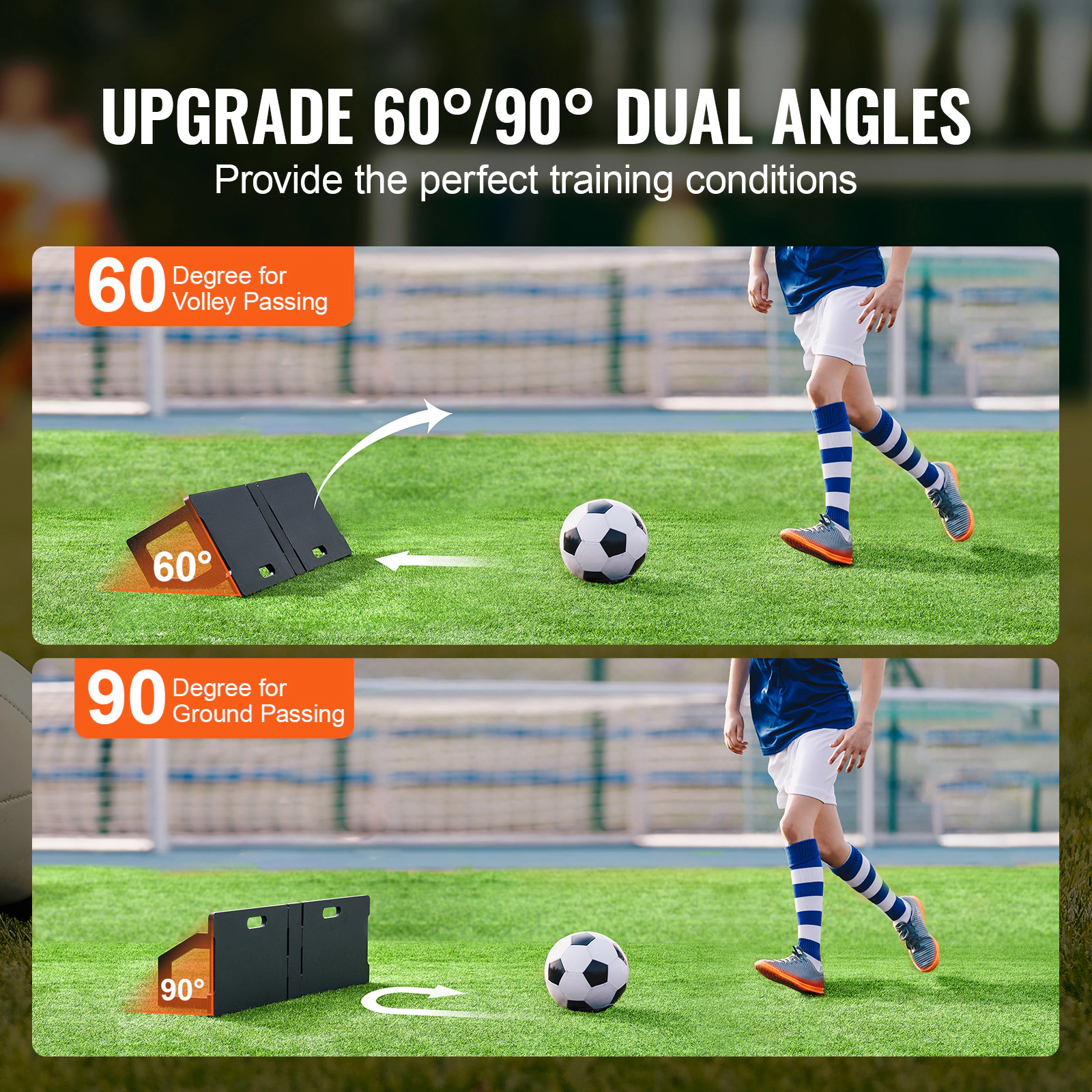 HONGGE Soccer Rebounder Board Portable Soccer Wall with 2 Angles Rebound Foldable HDPE Kickback Rebound Board Soccer
