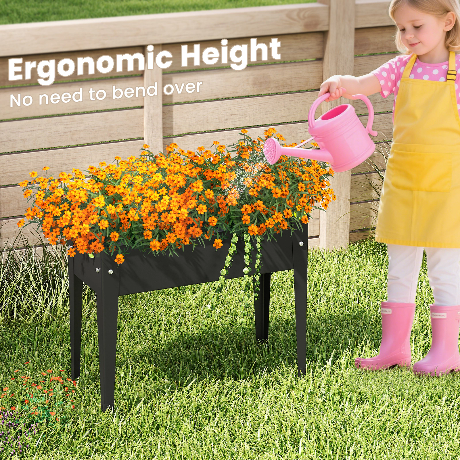LJG Raised Garden Bed Elevated Metal Gardening Box with Legs