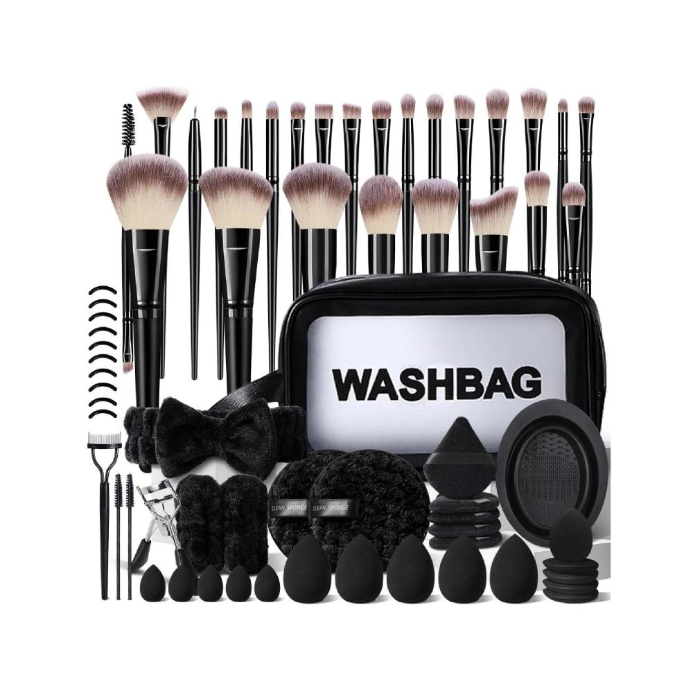 Positive Vibes Womens 66 Pieces Brown Premium Synthetic Makeup Tools
