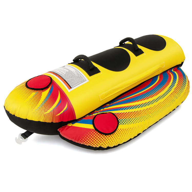 SUGIFT 1 or 2 Person Inflatable Towable Tube Banana Boat Water Toy 340-lb Capacity Ages 14+ Yellow Blue Red Black