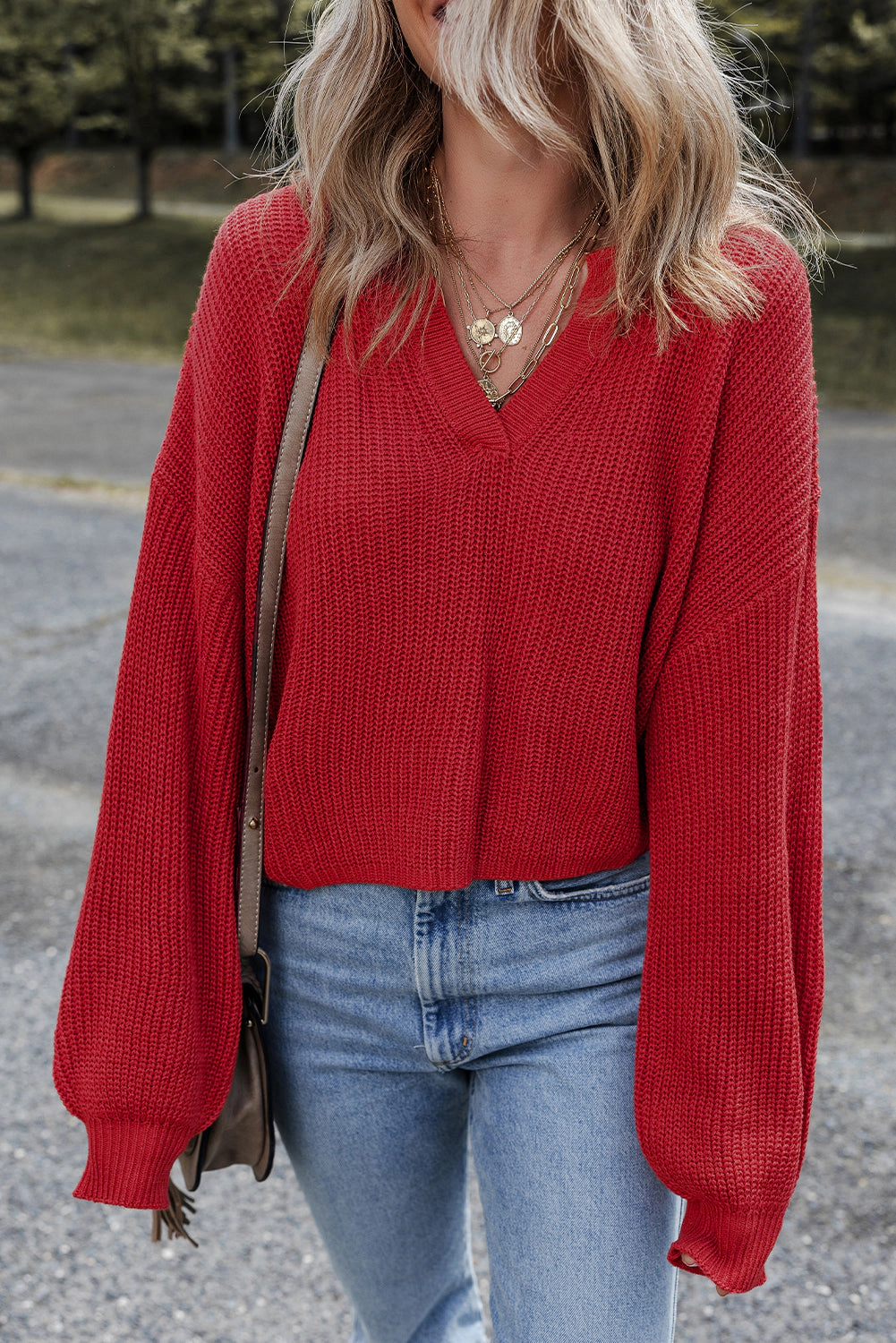 Threaded Pear Women's Evelyn Knit Drop Shoulder Sweater