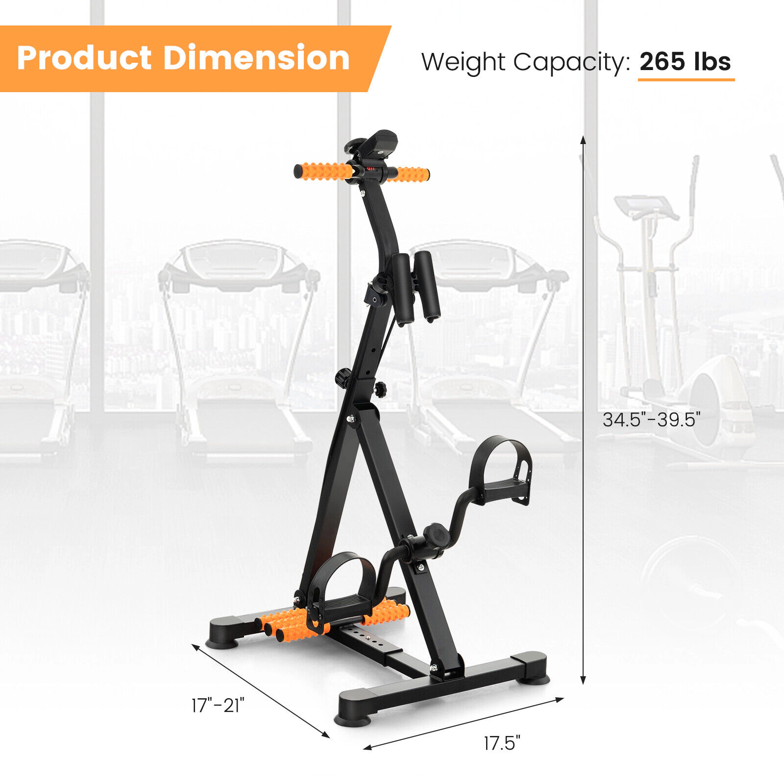 SUGIFT Yellow Adjustable Pedal Exercise Bike with LCD Monitor 17-in to 21-in W 17.5-in D 265-lb User Capacity