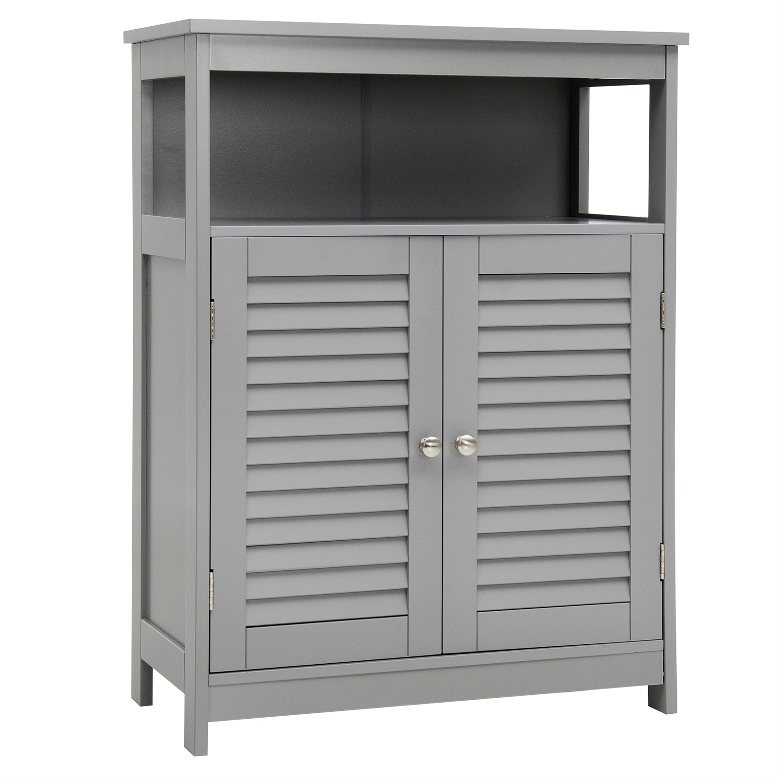 SlickBlue Freestanding Bathroom Cabinet with Open Shelves and Doors