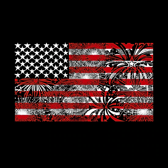 LA Pop Art Girl's Word Art Sweatshirt - Fireworks American Flag