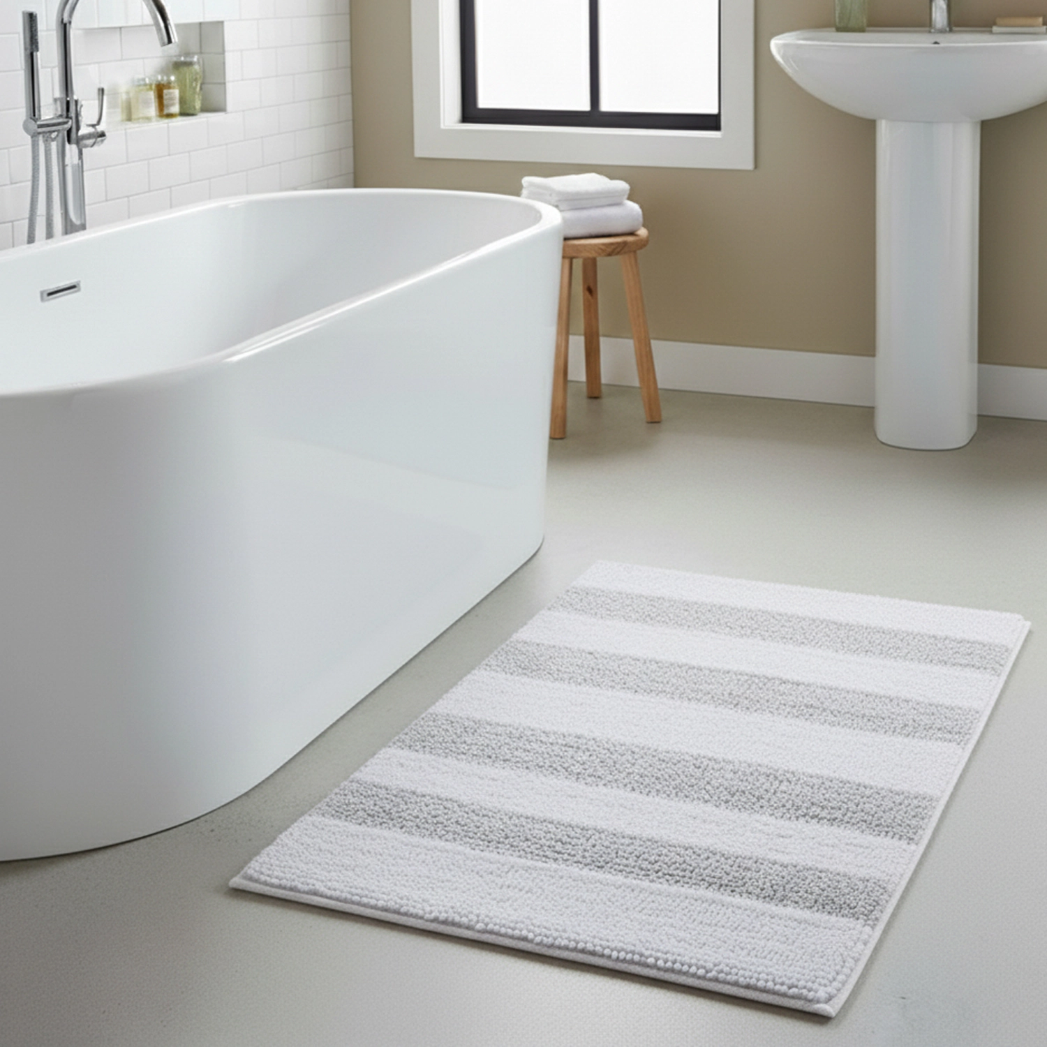 Knightsbridge Stylish And Comfortable All Season Traditional Wide Cut Design Cotton Bath Rug 20" X 30" Aqua