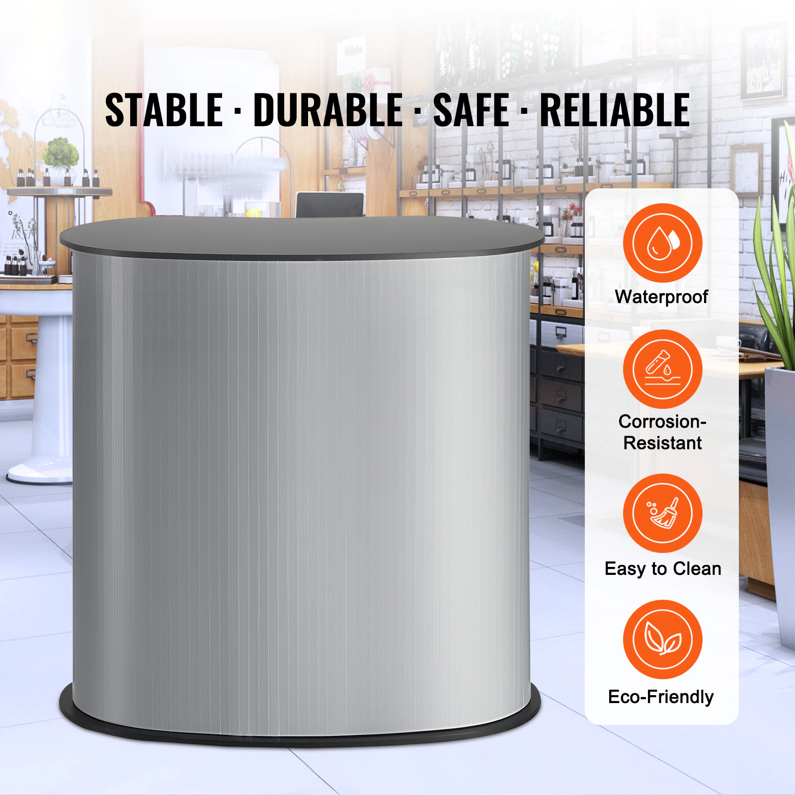 HONGGE Portable Tradeshow Podium Display Exhibition Counter with Foldable Wall, Pop Up Bar Table with Carrying Bag
