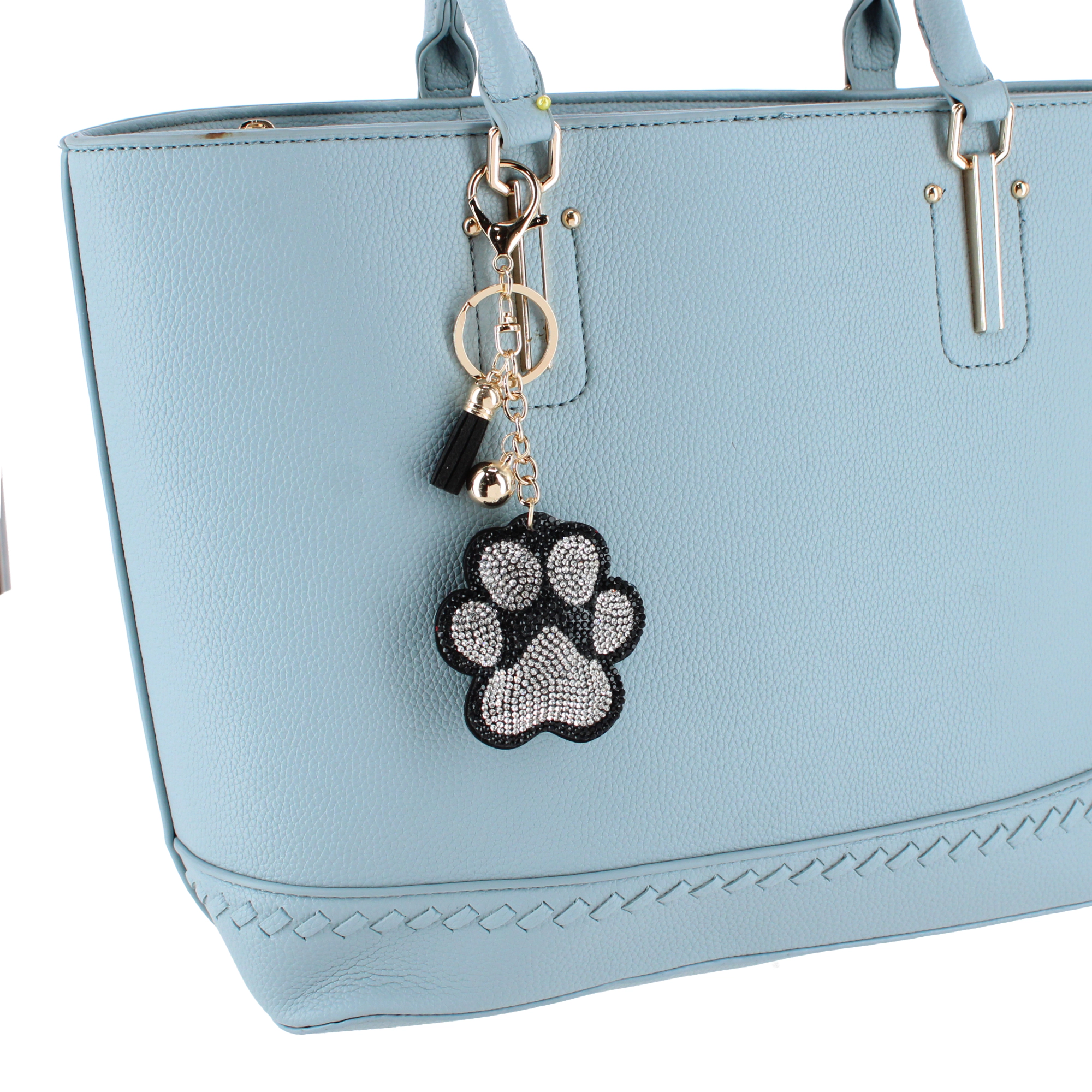 CTM Women's Rhineston Dog Paw Bag Charm & Key Chain
