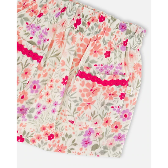 Deux par Deux Girls Muslin Skort Printed Flowers