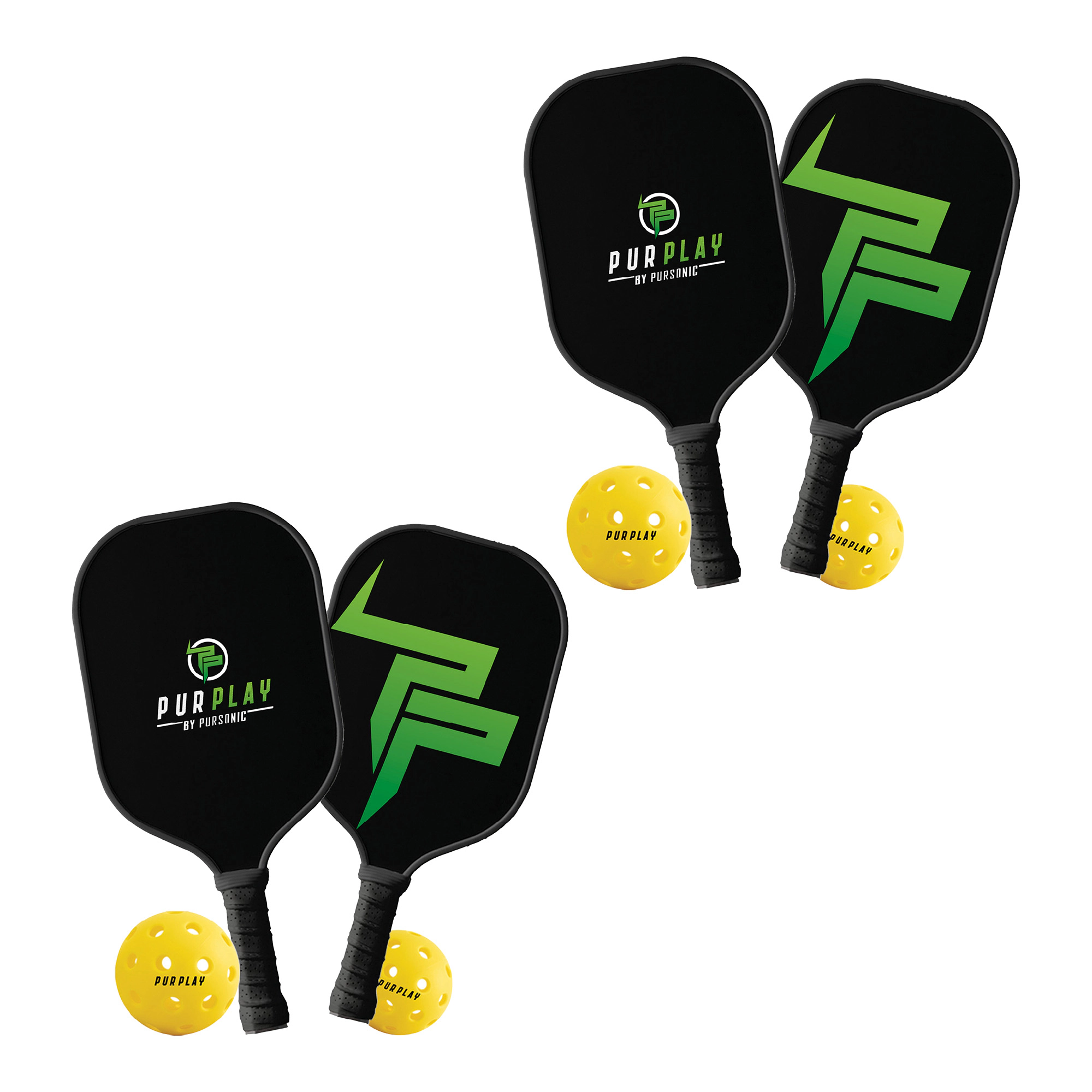 Pursonic Unisex High Performance Pickleball Set with 4 Paddles, 4 Balls & 2 Carry Bags