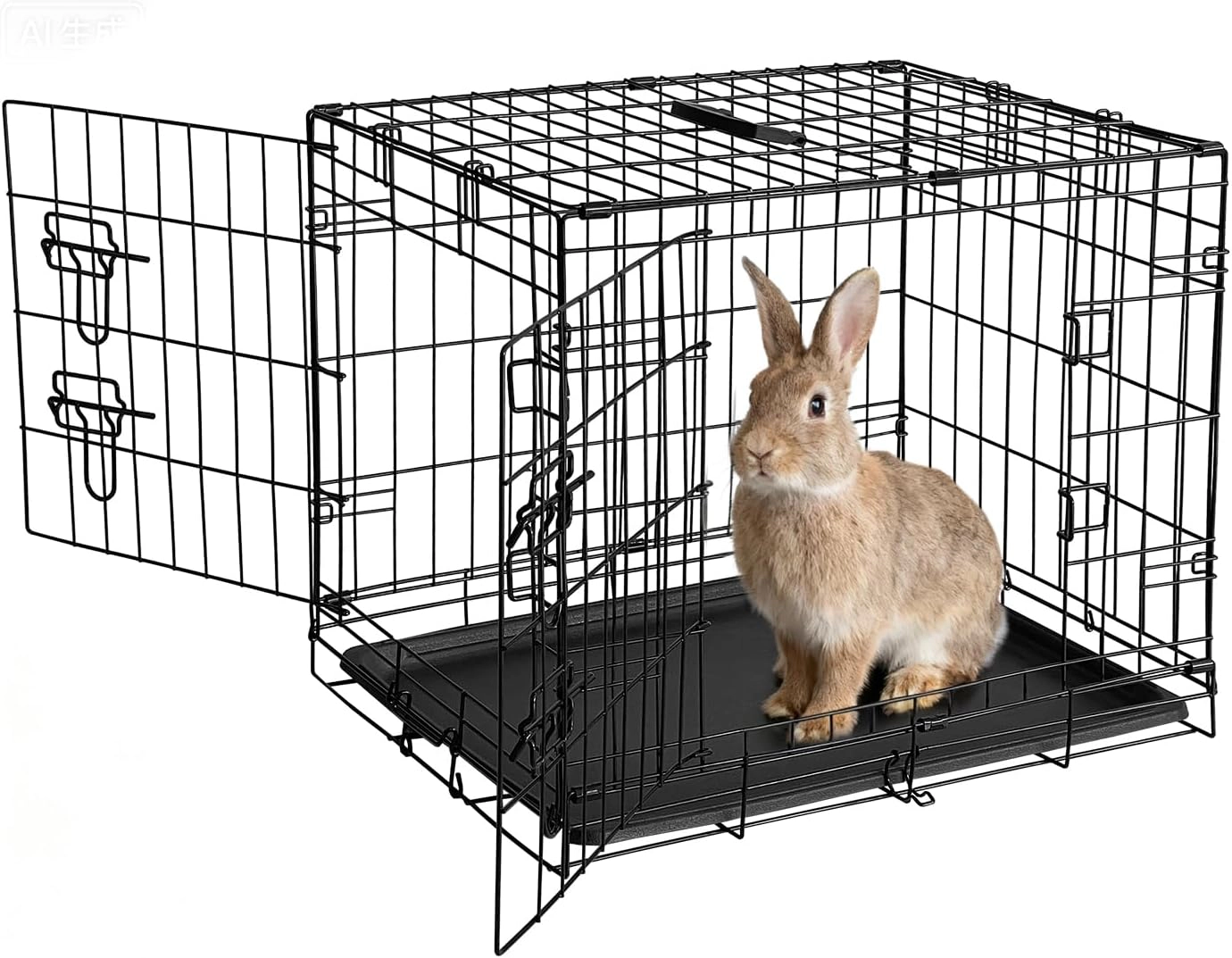 60x44x49cm Foldable Metal Wire Rabbit Cage, Indoor-Outdoor Small Animal Pet Hutch
