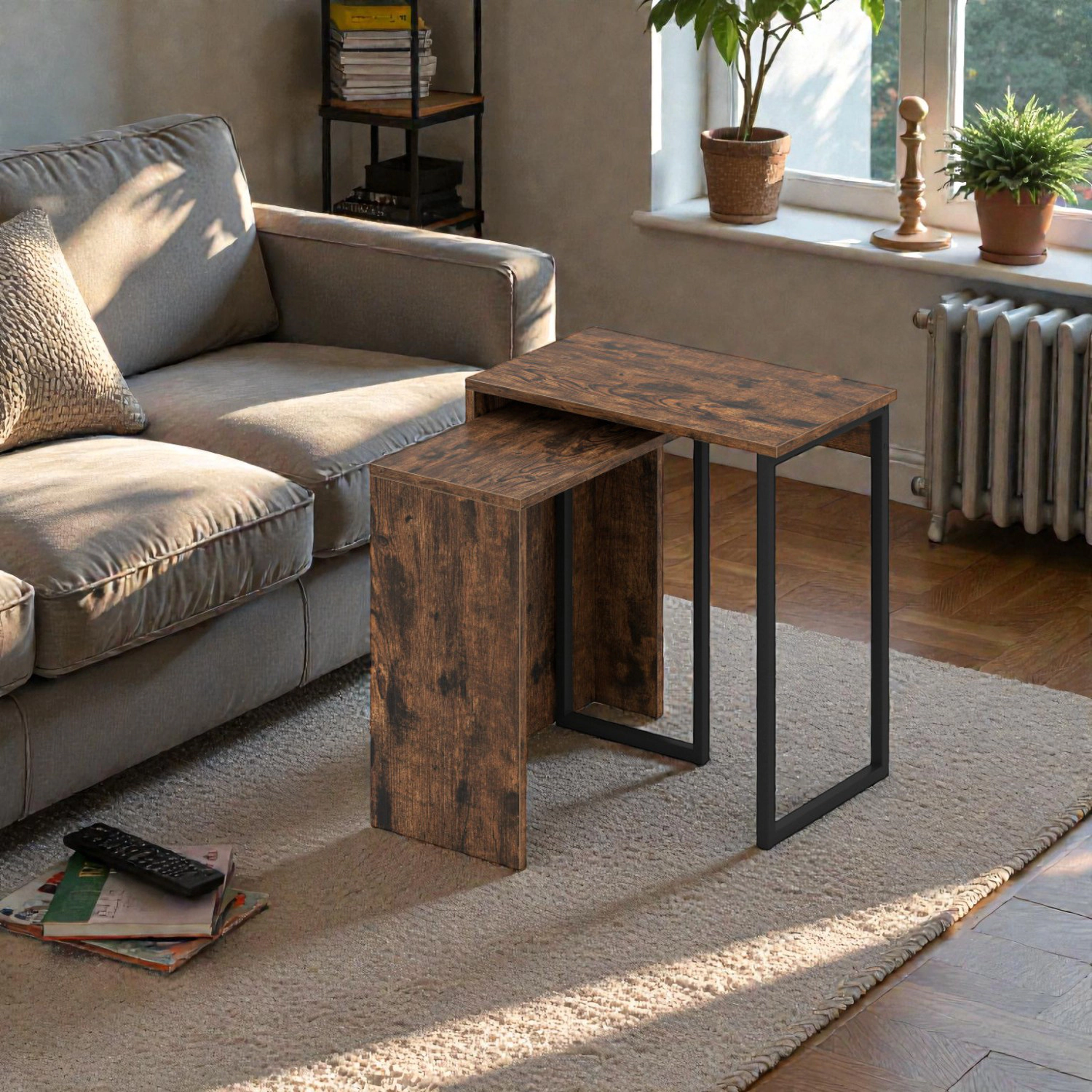 Hivvago Compact Nesting Coffee Tables for Multi-Room Use, Set of 2