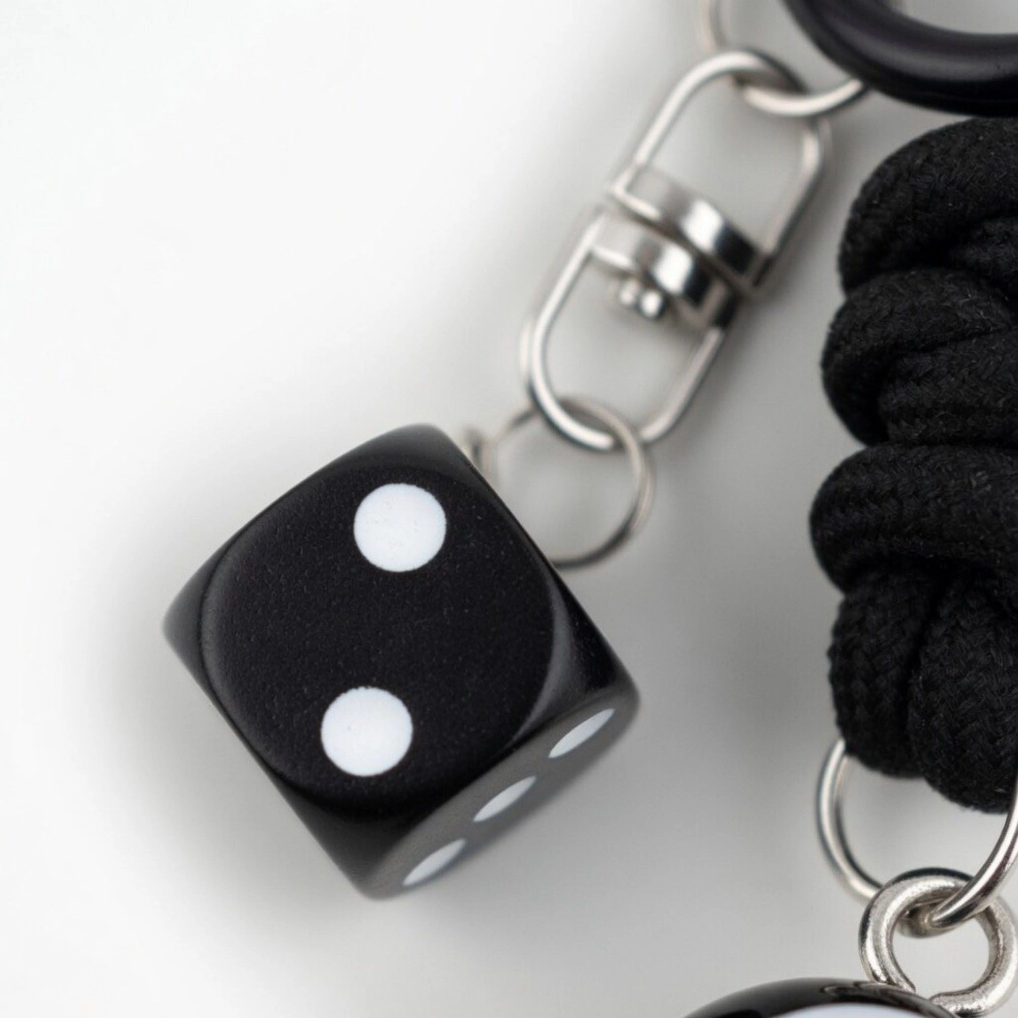 Alilang Women's Eight Ball Dice Keychain with Rope Loop Charm Beaded Key Ring Accessory