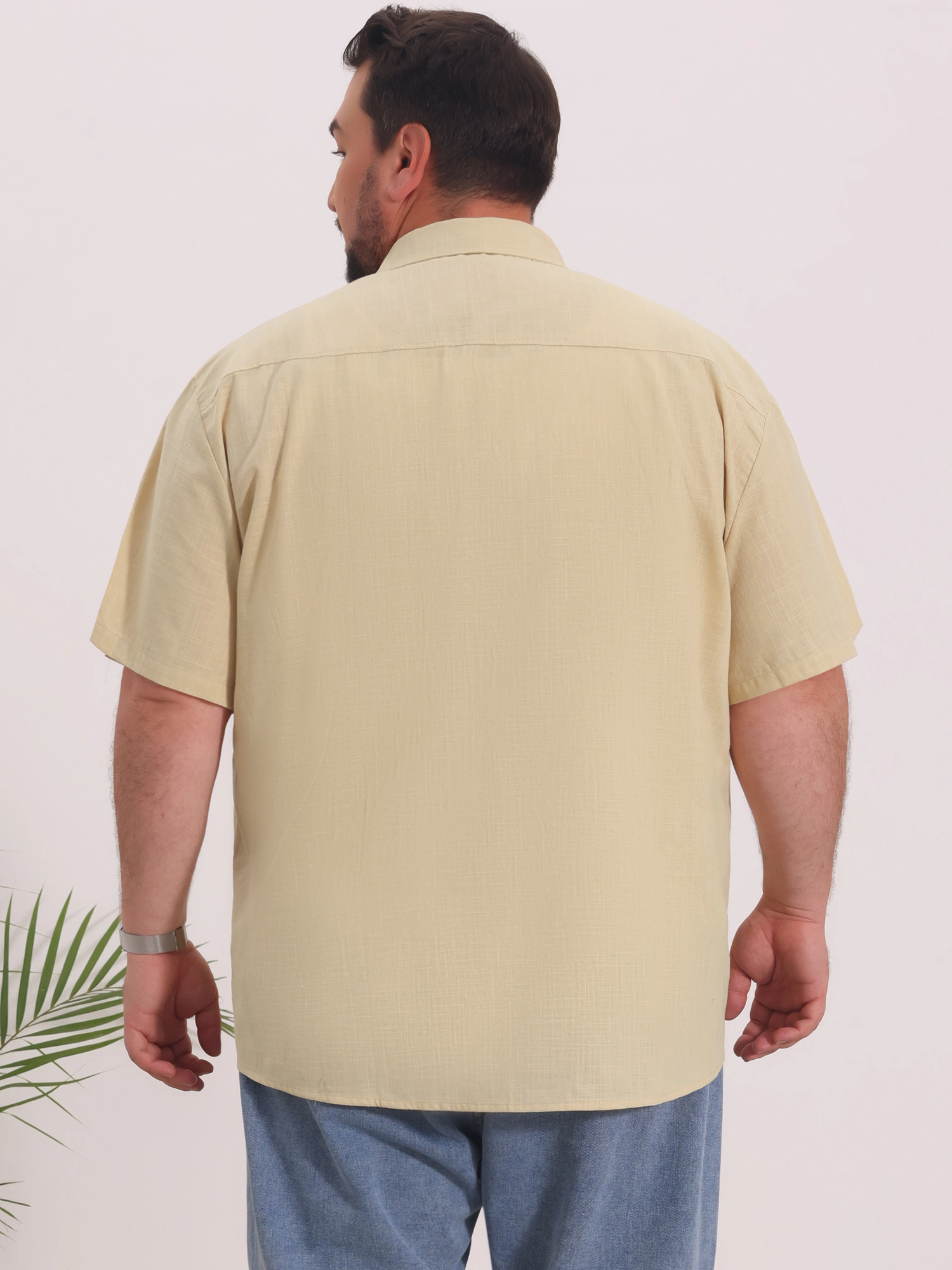INSPIRE CHIC Men's Big & Tall Camp Collar Chest Pocket Short Sleeve Summer Shirt