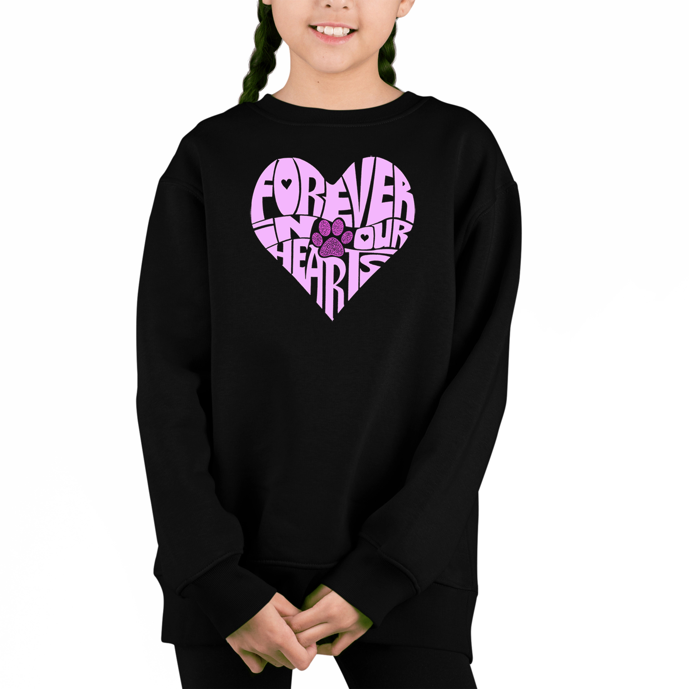 LA Pop Art Girl's Word Sweatshirt - Forever Our Hearts