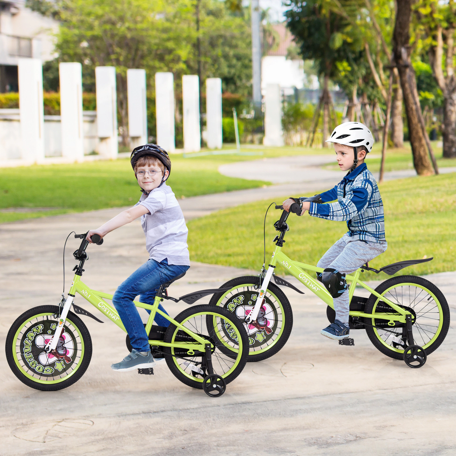 LJG Kids Bike Adjustable with Detachable Training Wheels