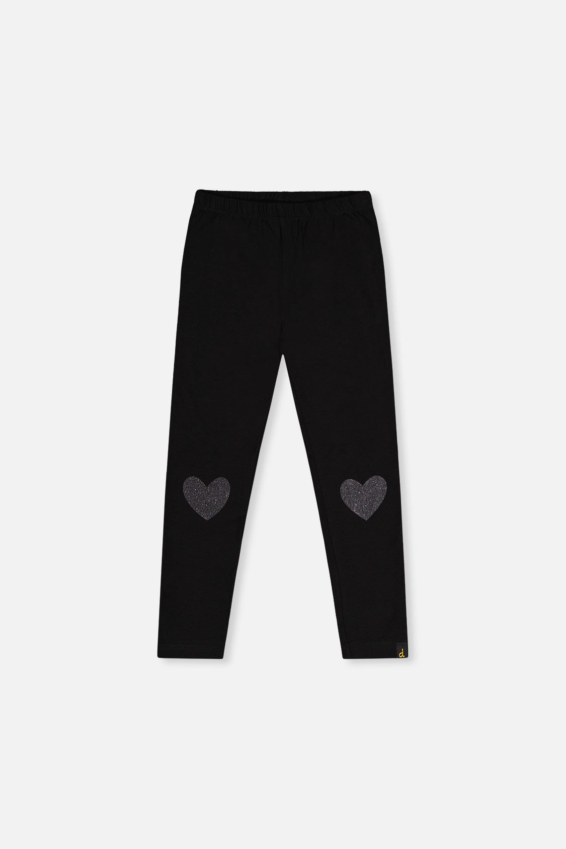 Deux par Girls Glitter Heart Knee Organic Cotton Leggings
