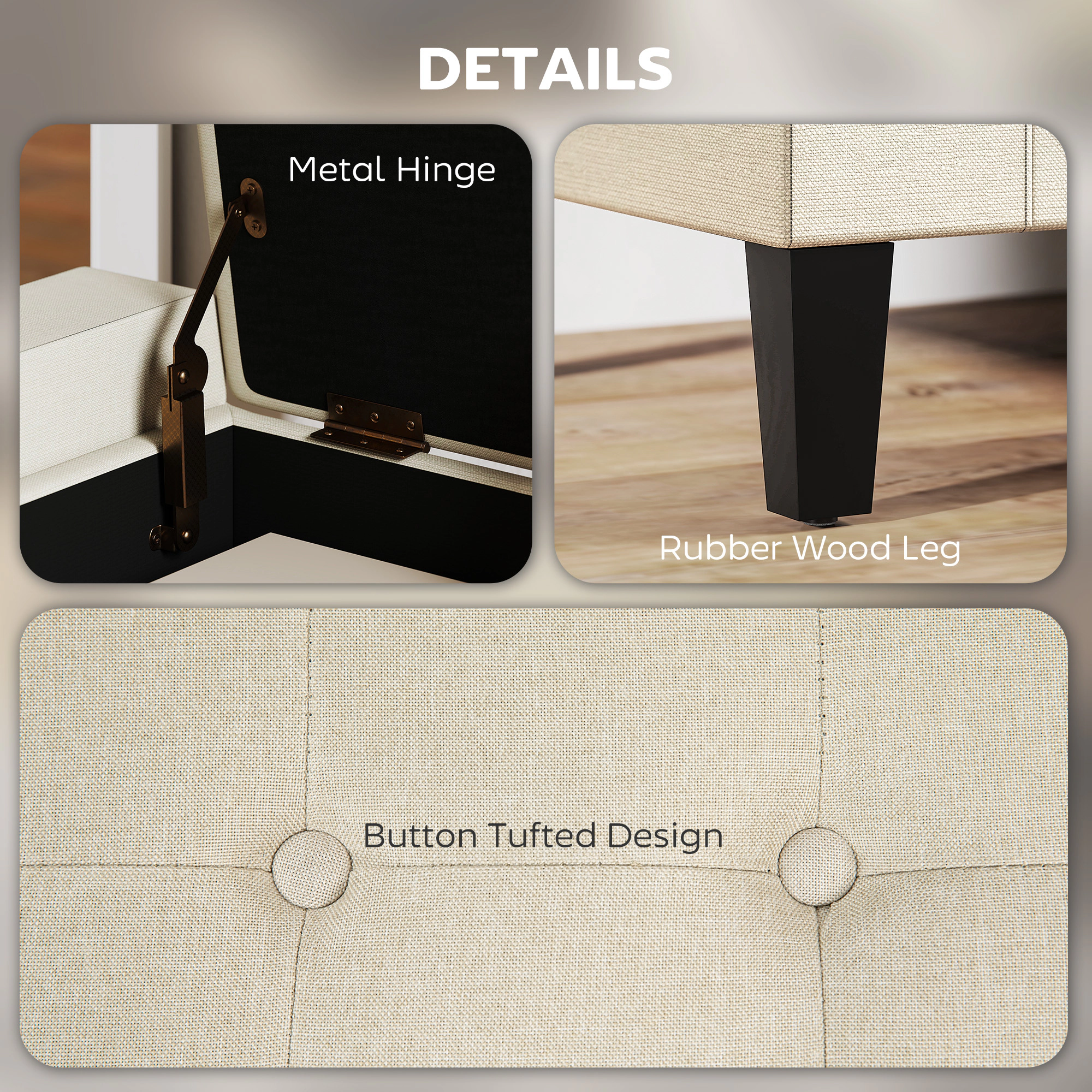 Hivvago 36 Inch Storage Ottoman Bench With Lift-Top Lid