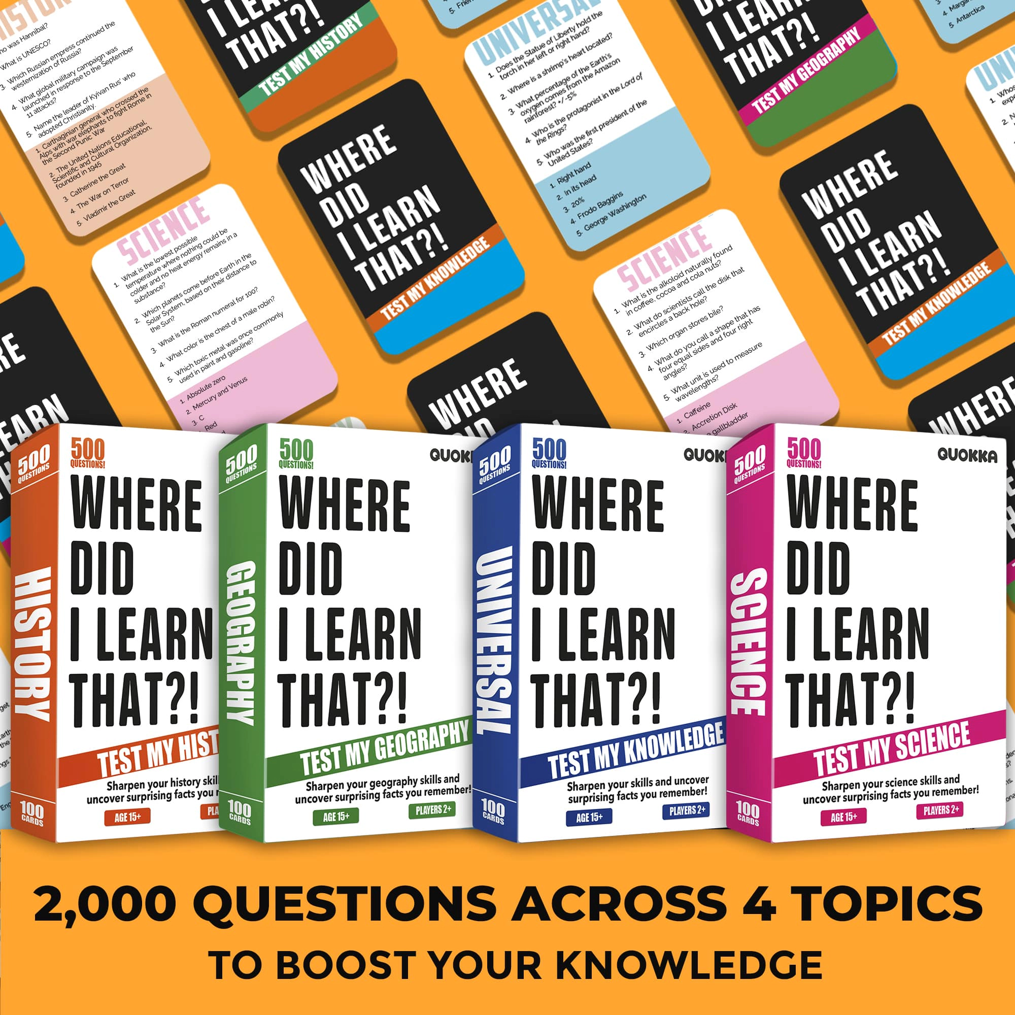 QUOKKA Trivia Card Games for Adults and Family - 500 to 2000 Questions General Knowledge, Science, History Geography