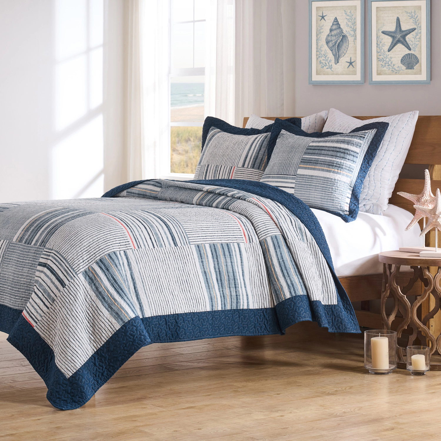 Greenland Home Fashions Voyage Polyester Reversible Lightweight Quilt Set 2 PC