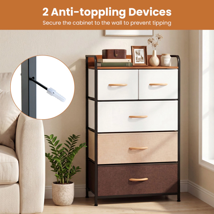 Hivvago 5-Drawer Fabric Dresser With Removable Fabric Bins