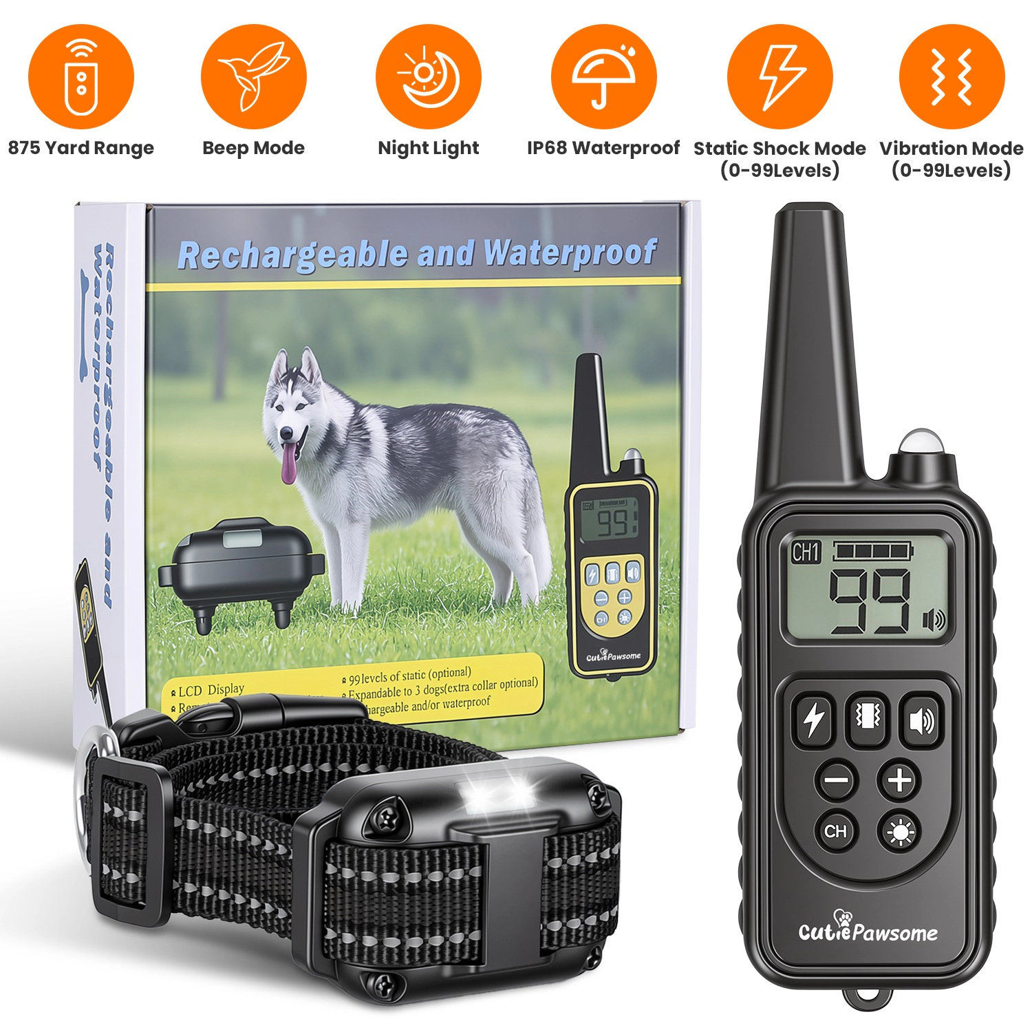 GBruno IP67 Waterproof Dog Training Collar Receiver