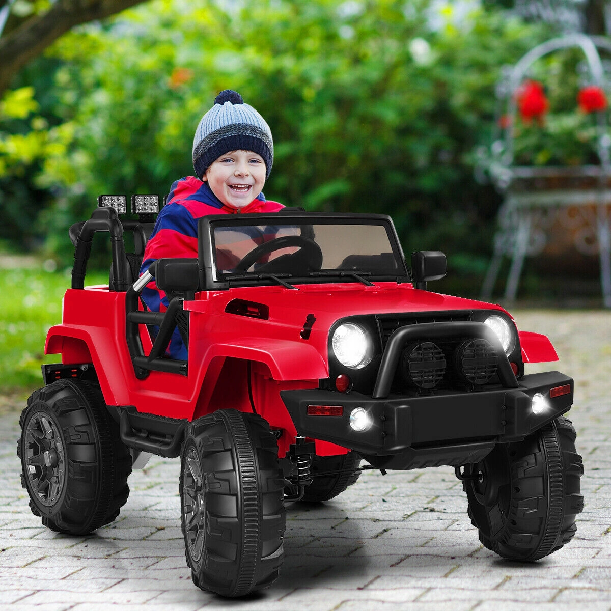 SUGIFT Remote Control LED Lights and MP3 Player 12V Kids Ride On Truck