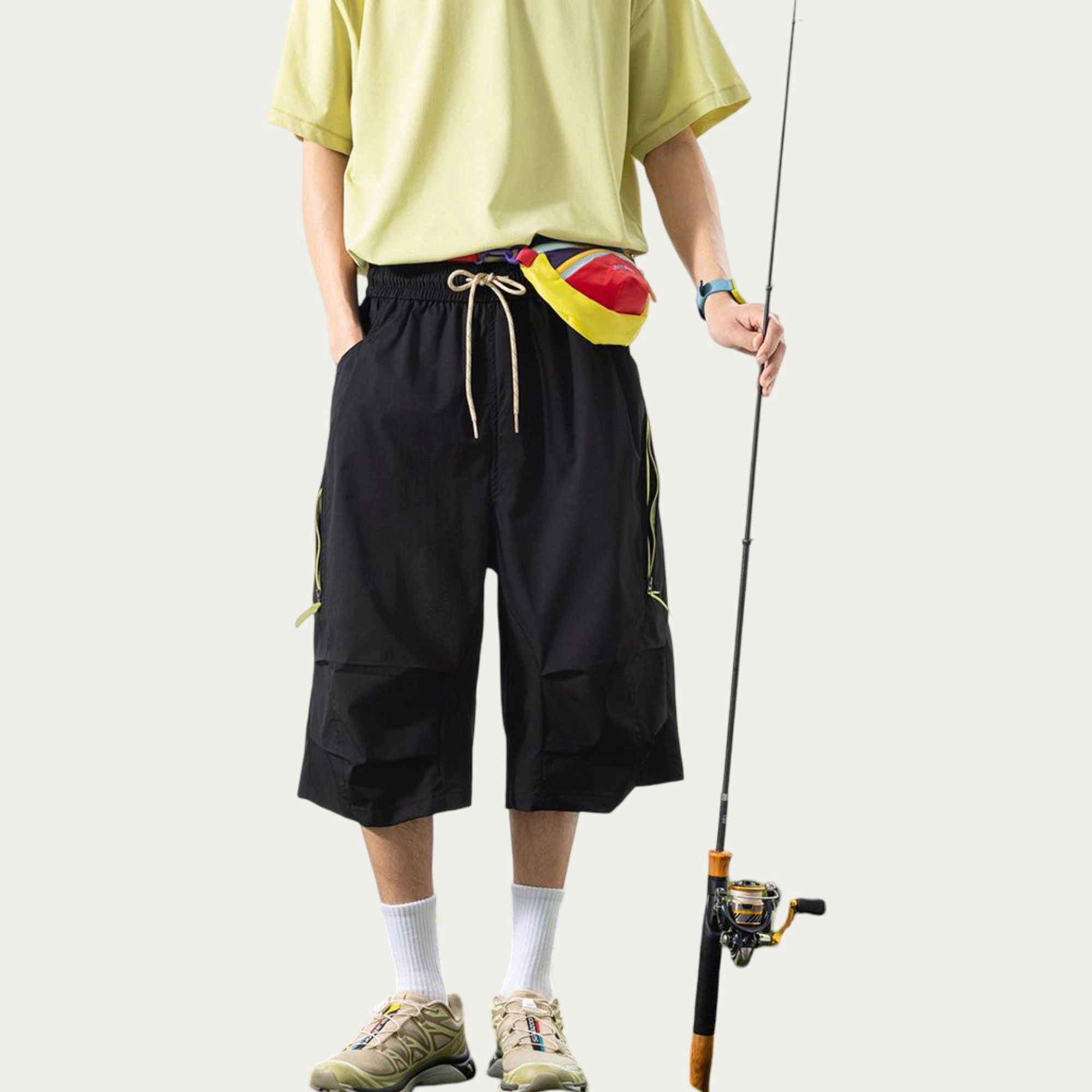 Anna-Kaci Men's Lightweight Cargo Athletic Shorts with Multi-Pocket Design and Relaxed Longline Fit