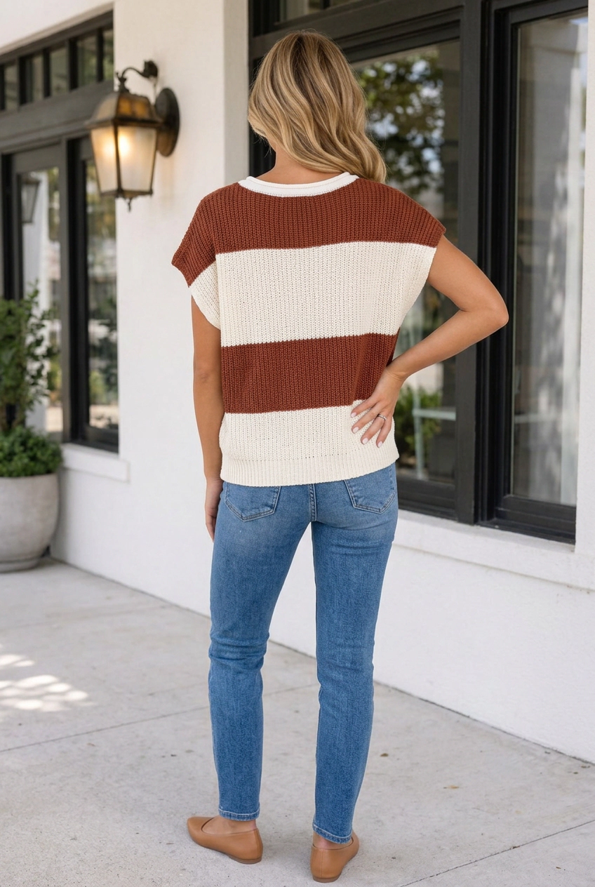 Threaded Pear Women's Hallie Short Sleeve Loose Sweater