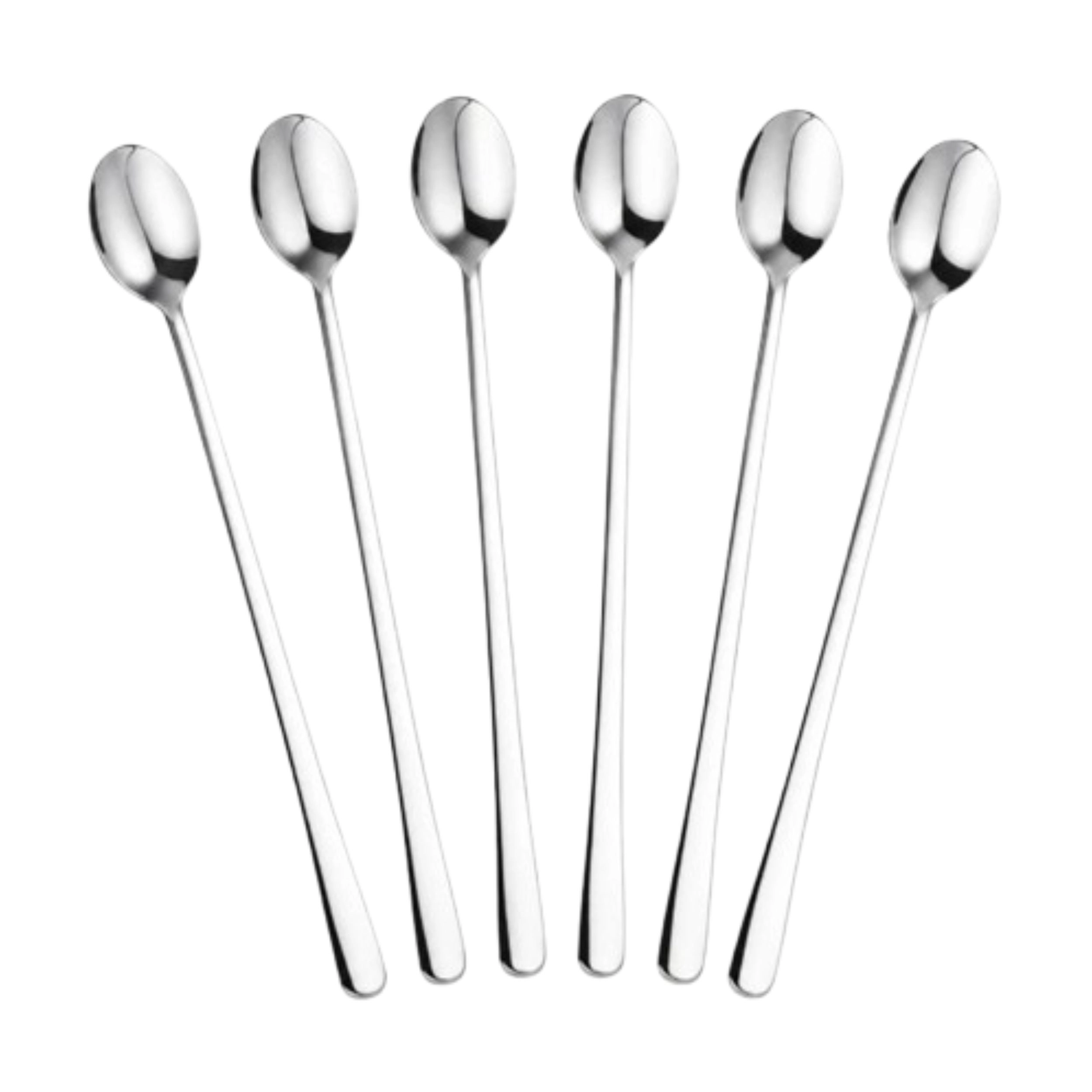 Home Collection Pack of 6, 7.5-Inch Stainless Steel Long Handle Mixing Spoons