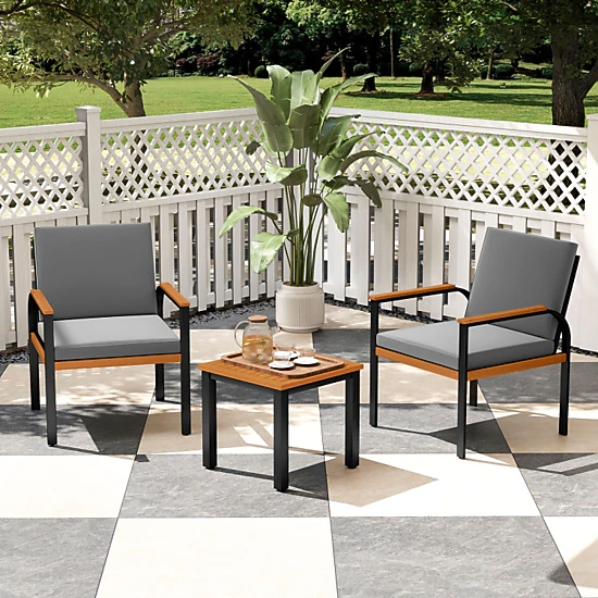 Hivvago 3 Piece Patio Furniture Set Outdoor Conversation Set With Coffee Table