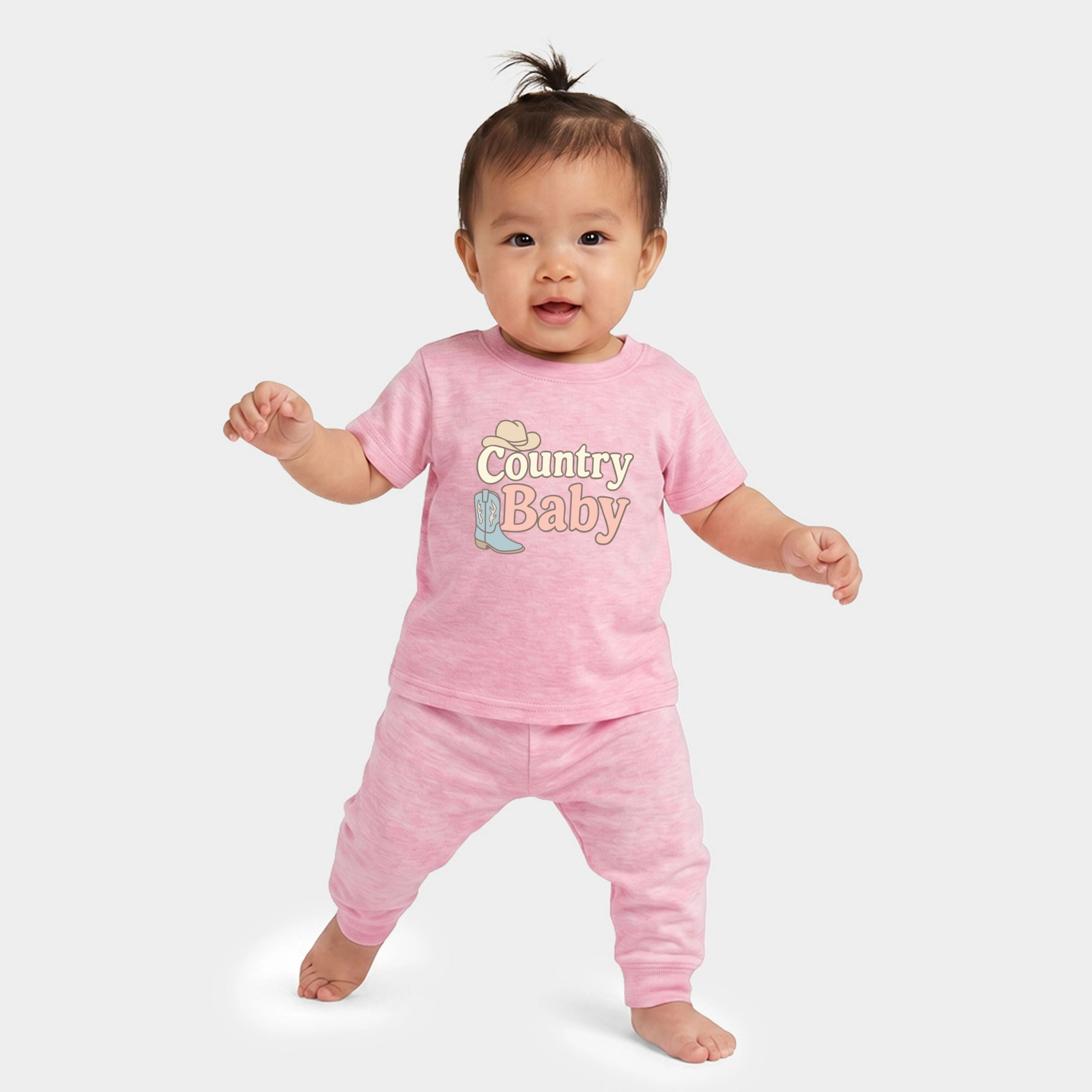 The Juniper Shop - Infant Jogger Pant Crew Set Country Baby Outline Pastel