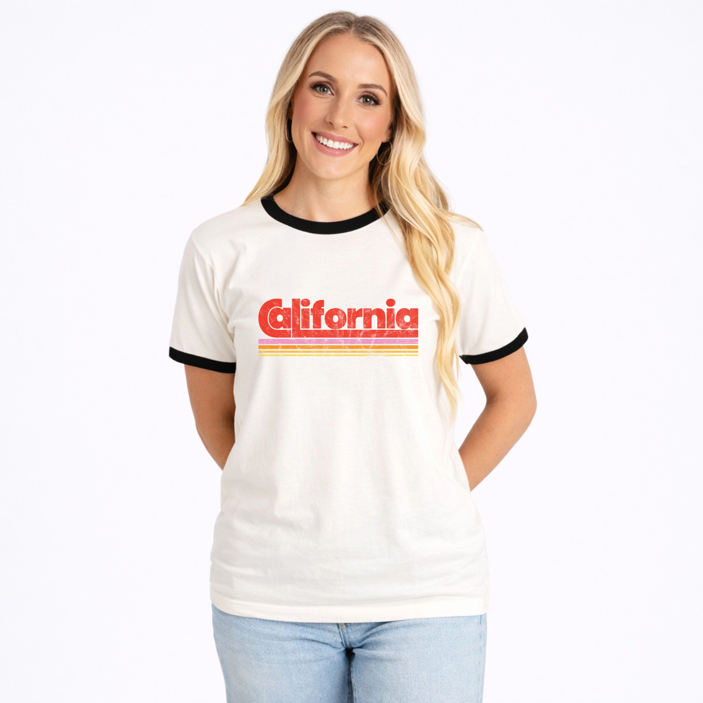 Simply Sage Market - Women's Ringer Graphic T-Shirt California Retro Stripes
