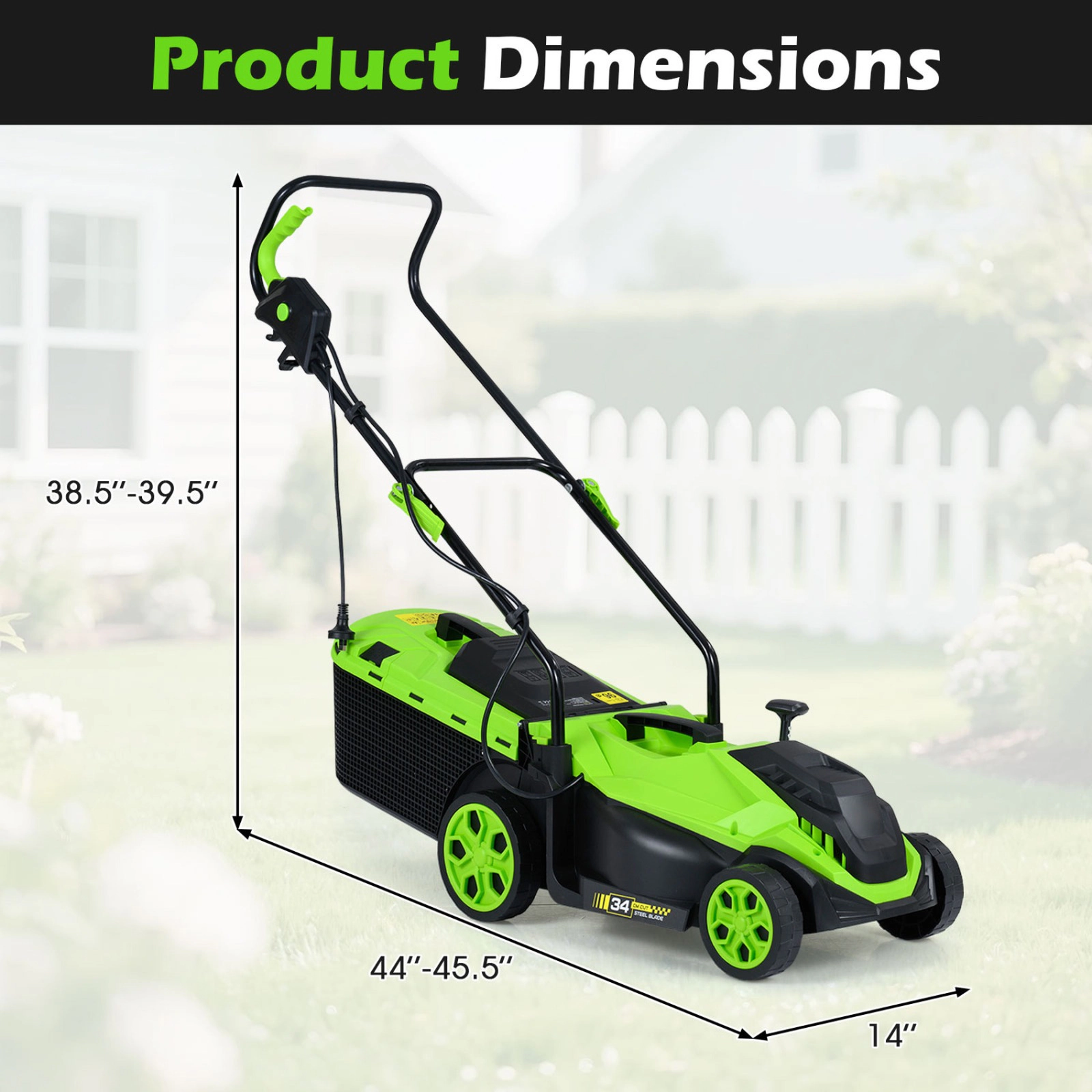 SUGIFT 14-Inch 12-Amp Corded Electric Lawn Mower Multi-Tool with 5-Position Height Adjustment 21-lb Net Weight Green